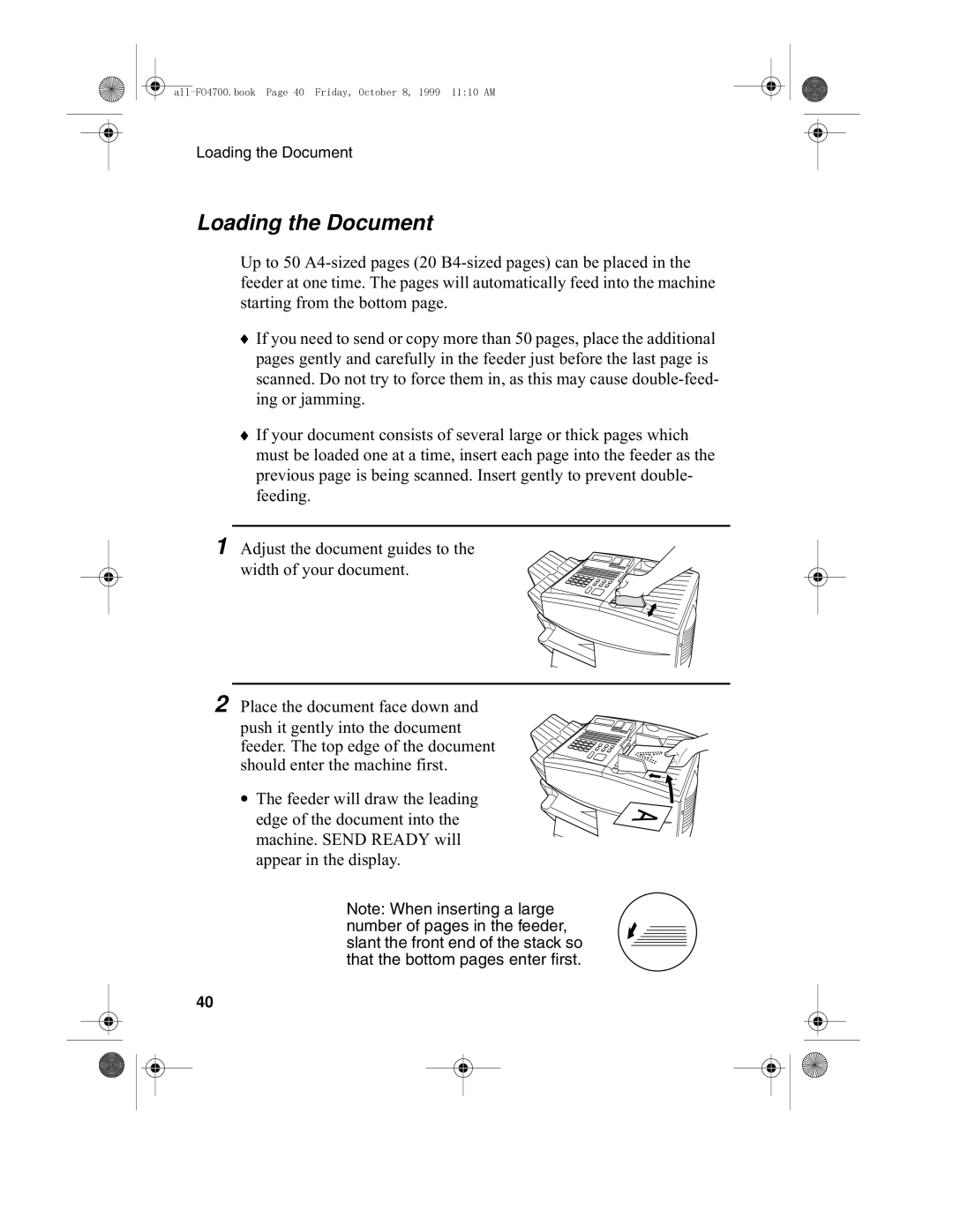 Sharp FO-4700, FO-5700 operation manual Loading the Document 