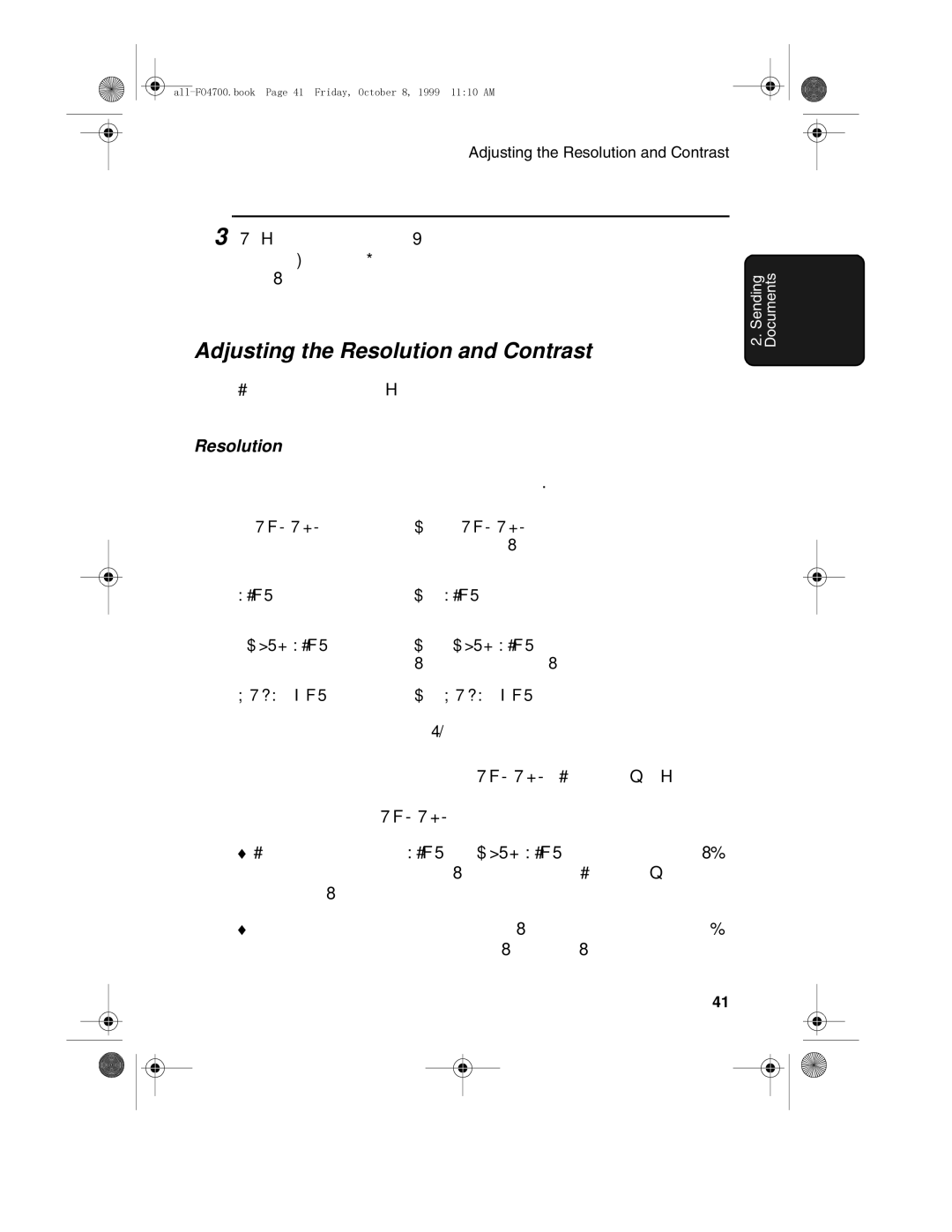 Sharp FO-5700, FO-4700 operation manual Adjusting the Resolution and Contrast 