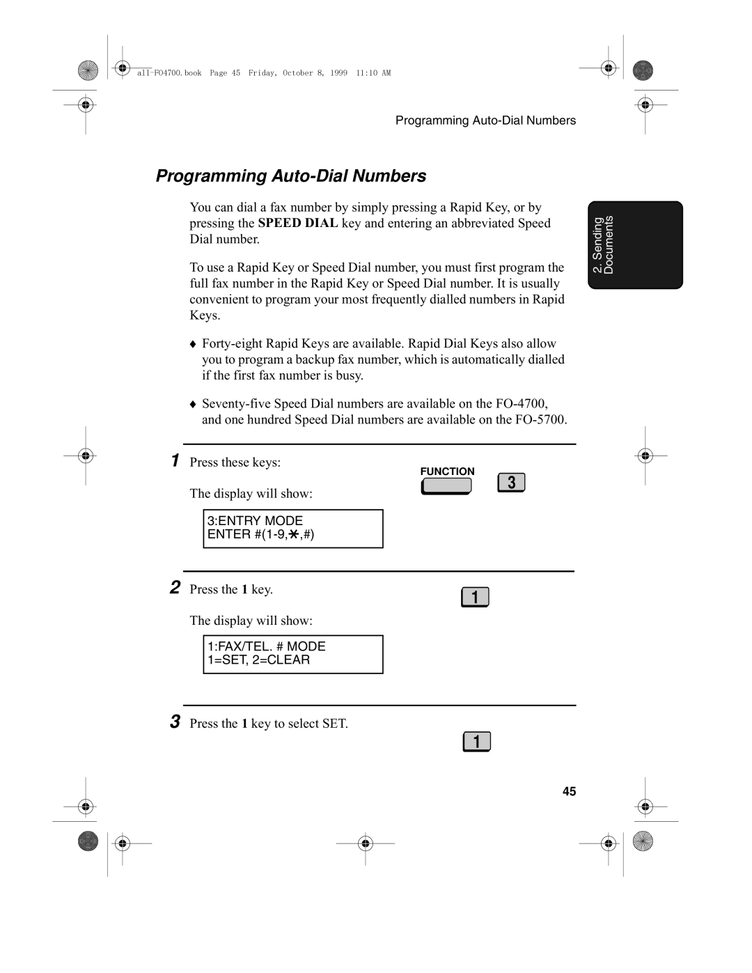 Sharp FO-5700, FO-4700 operation manual Programming Auto-Dial Numbers 