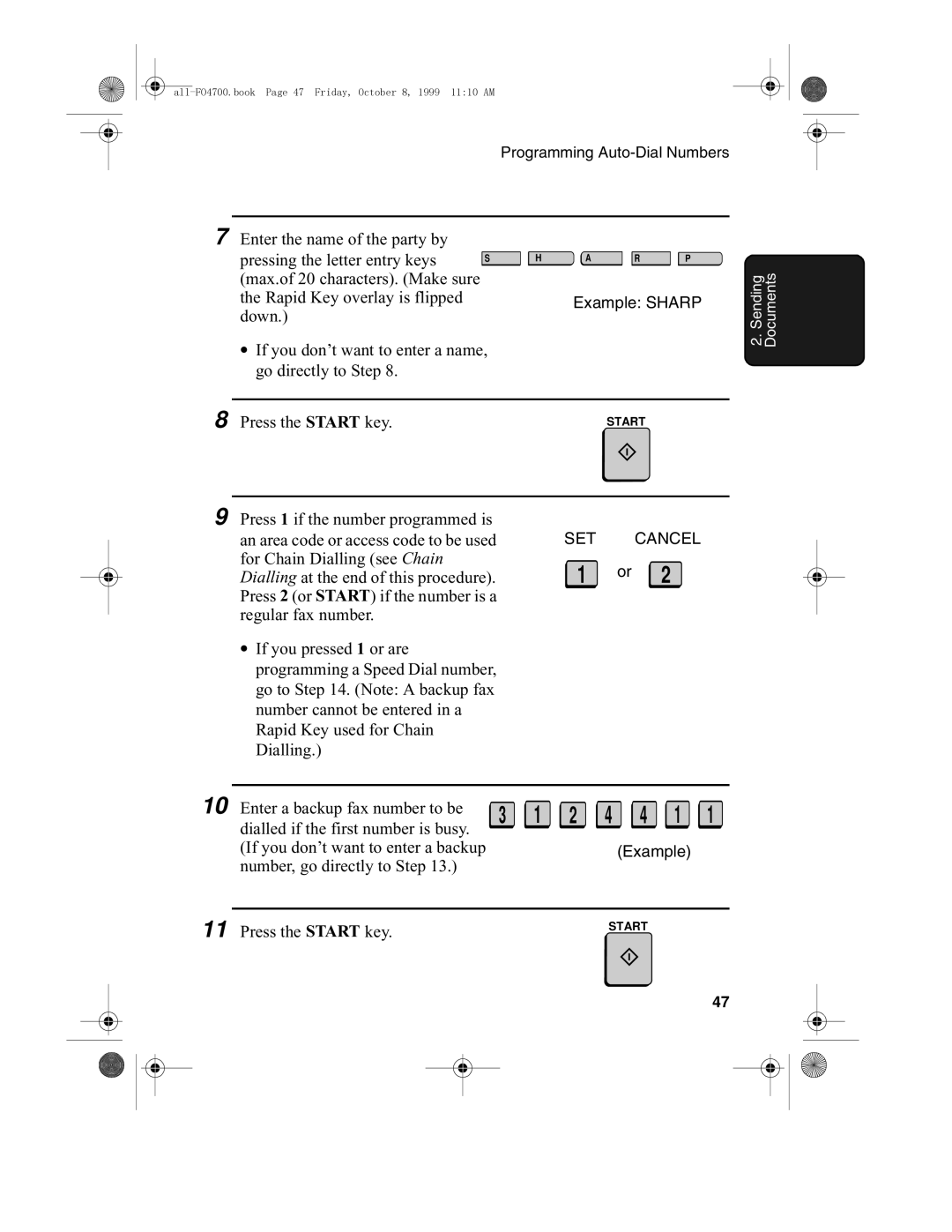 Sharp FO-5700, FO-4700 operation manual Rapid Key overlay is flipped, Down, Number, go directly to Step 