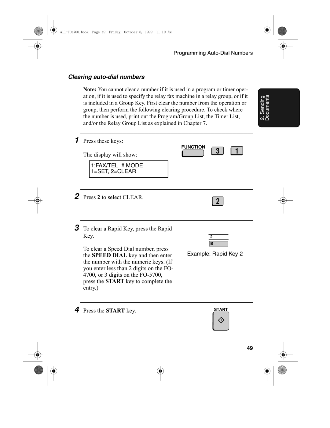 Sharp FO-5700, FO-4700 operation manual Clearing auto-dial numbers 