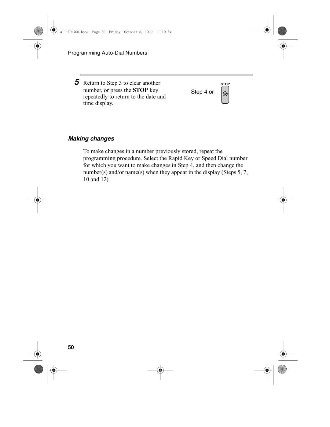 Sharp FO-4700, FO-5700 operation manual Making changes 