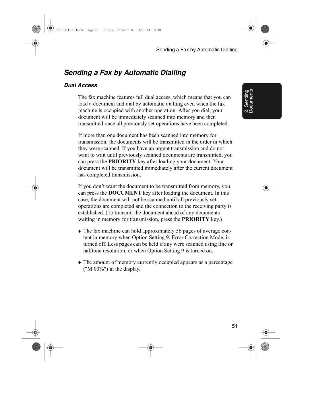 Sharp FO-5700, FO-4700 operation manual Sending a Fax by Automatic Dialling, Dual Access 