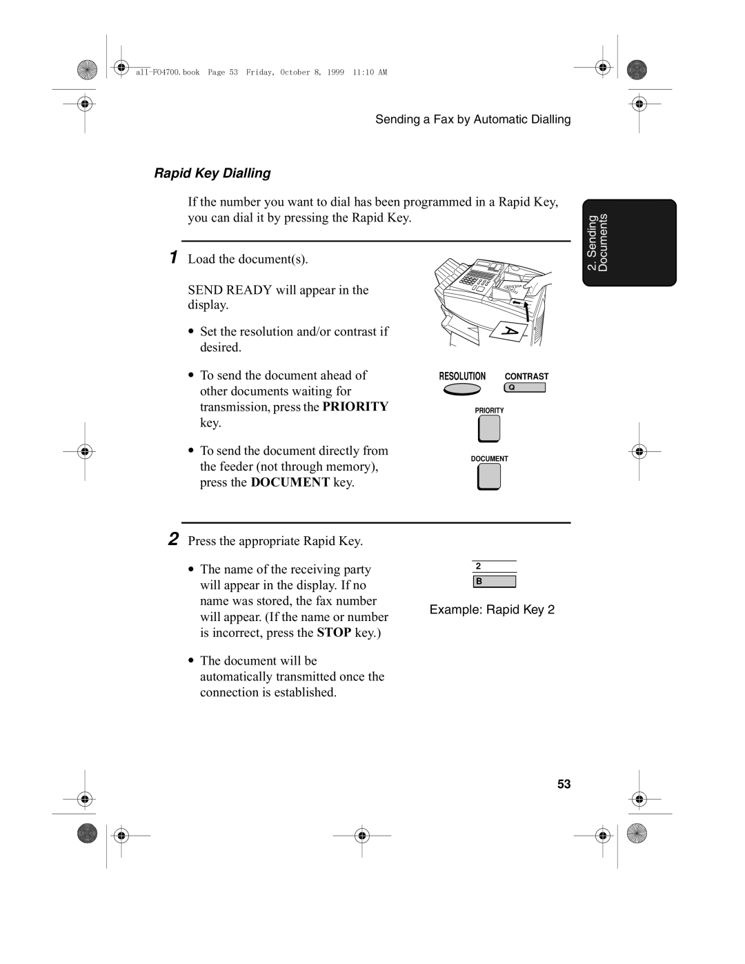 Sharp FO-5700, FO-4700 operation manual Rapid Key Dialling 