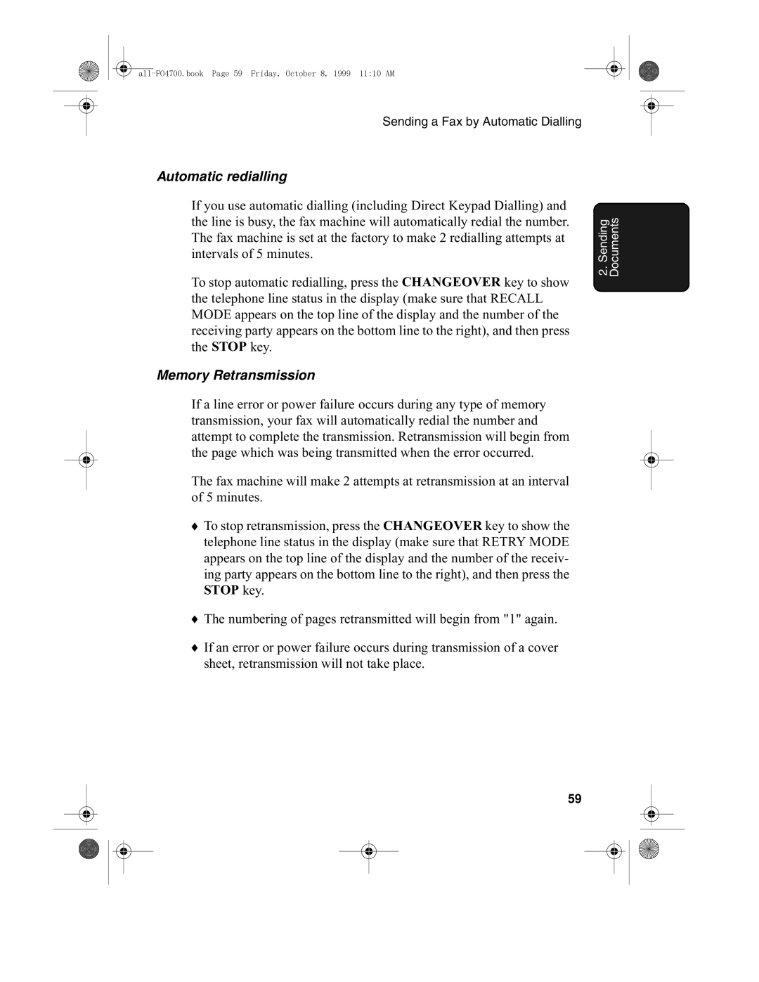 Sharp FO-5700, FO-4700 operation manual Automatic redialling, Memory Retransmission 