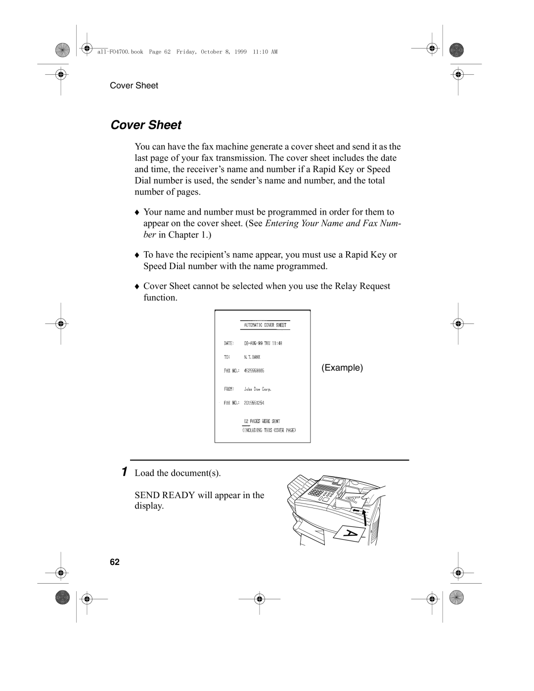 Sharp FO-4700, FO-5700 operation manual Cover Sheet 