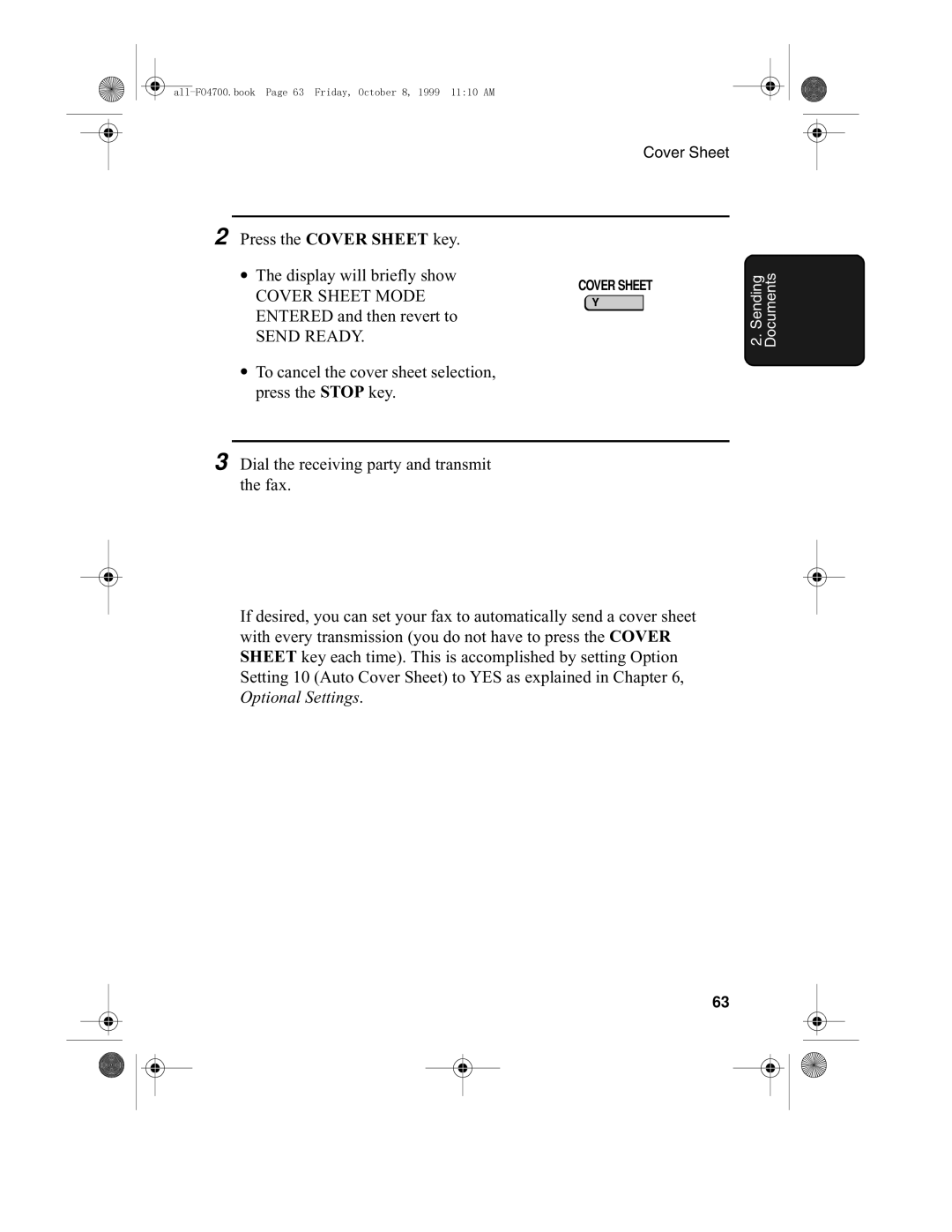 Sharp FO-5700, FO-4700 operation manual Cover Sheet Mode 