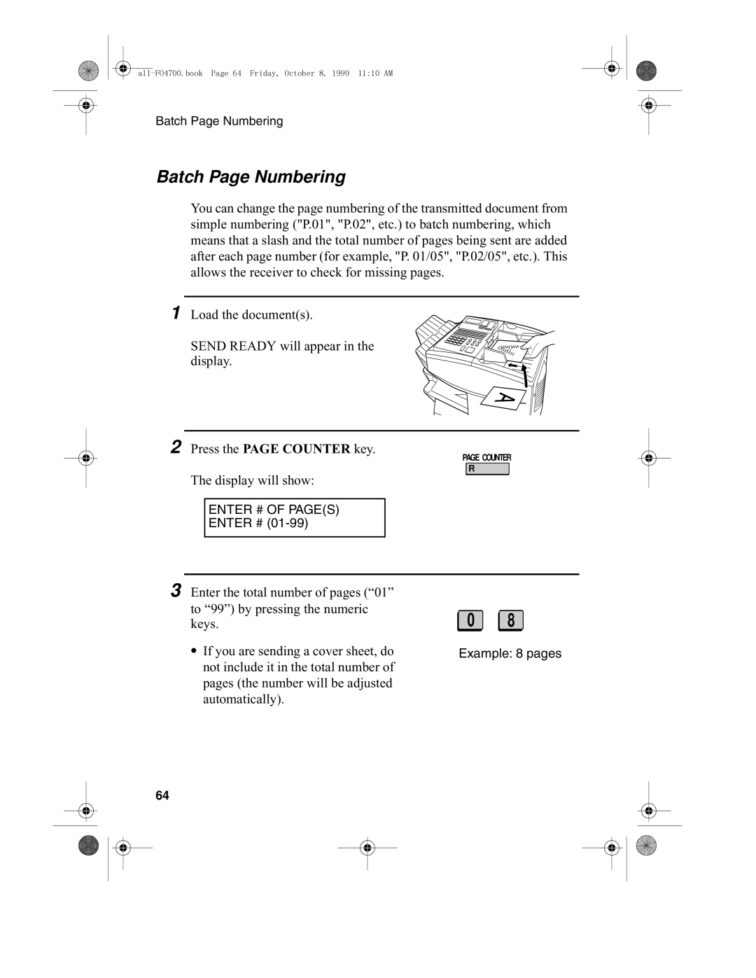 Sharp FO-4700, FO-5700 operation manual Batch Page Numbering 