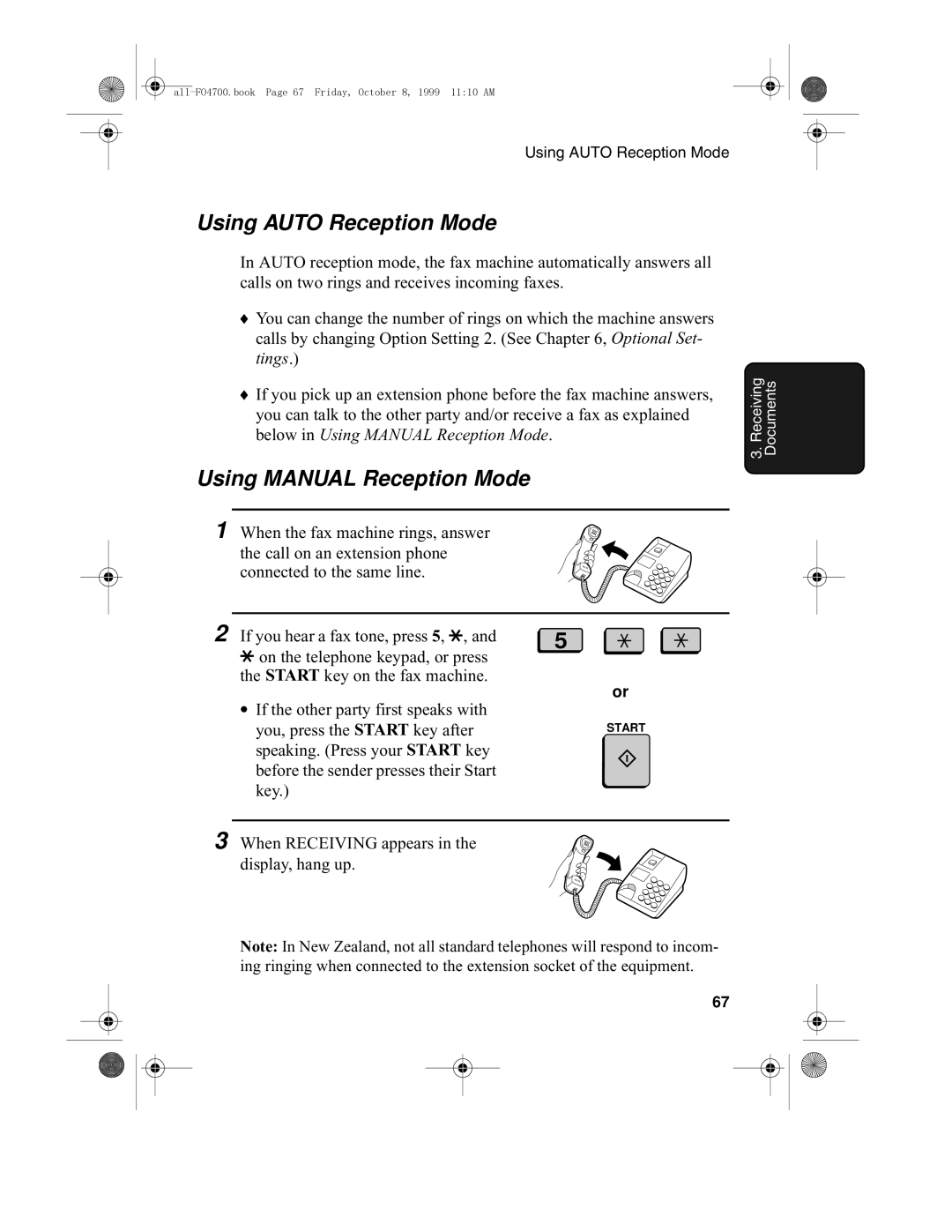 Sharp FO-5700, FO-4700 operation manual Using Auto Reception Mode, Using Manual Reception Mode 