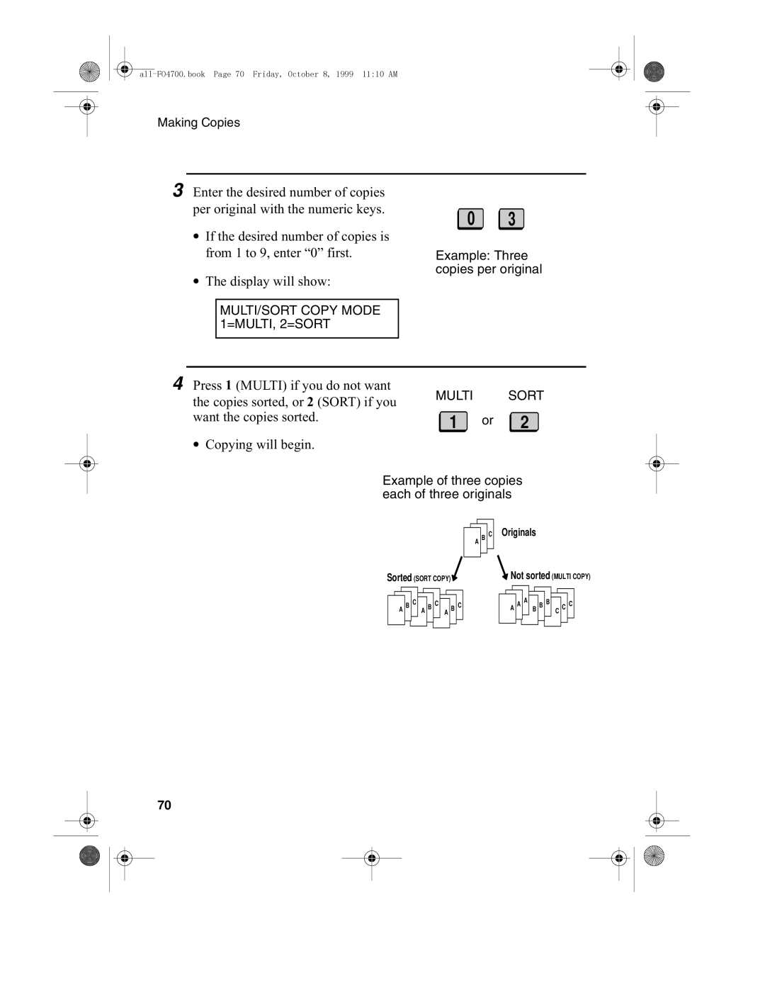 Sharp FO-4700, FO-5700 operation manual Want the copies sorted Copying will begin 