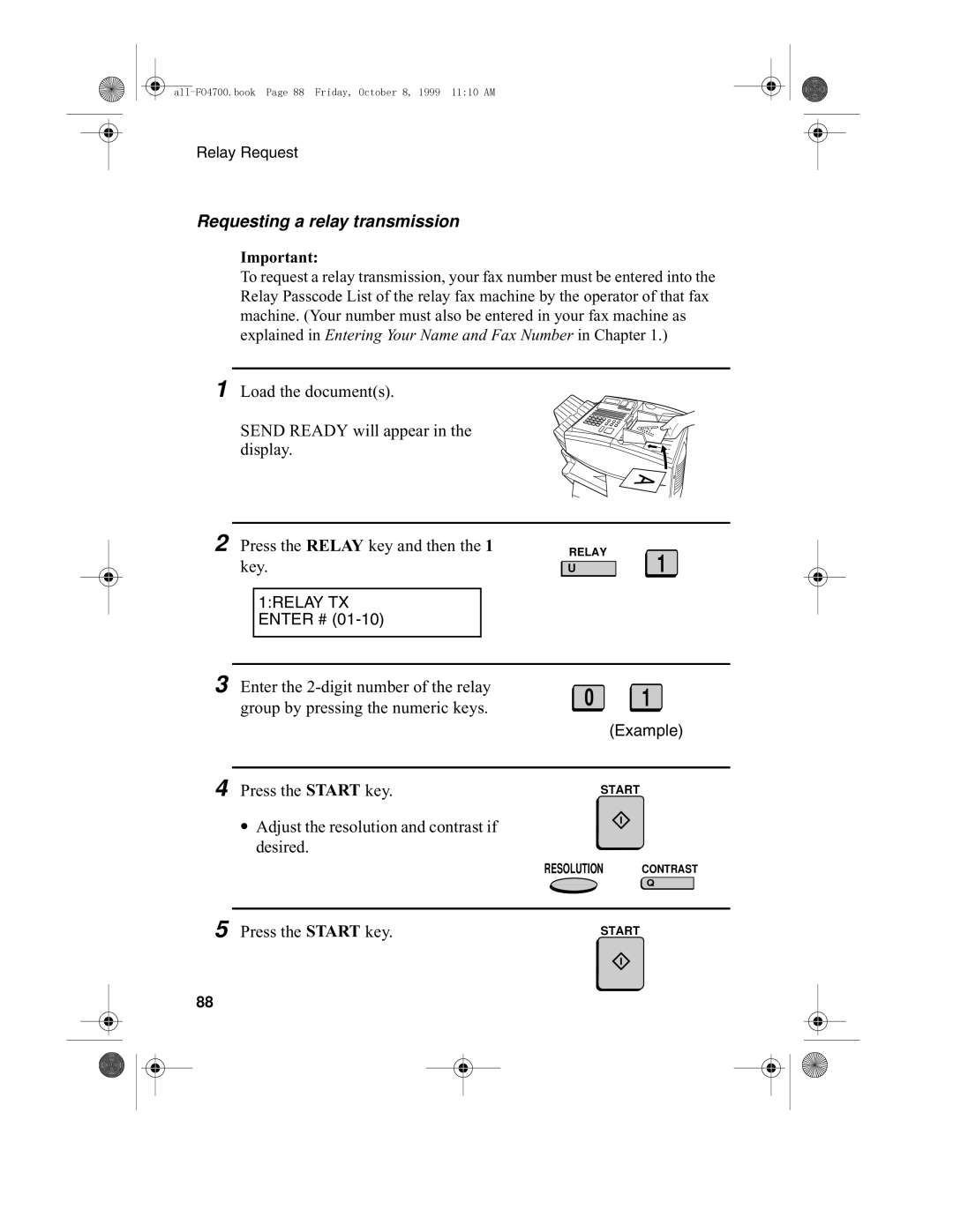 Sharp FO-4700, FO-5700 operation manual Requesting a relay transmission 