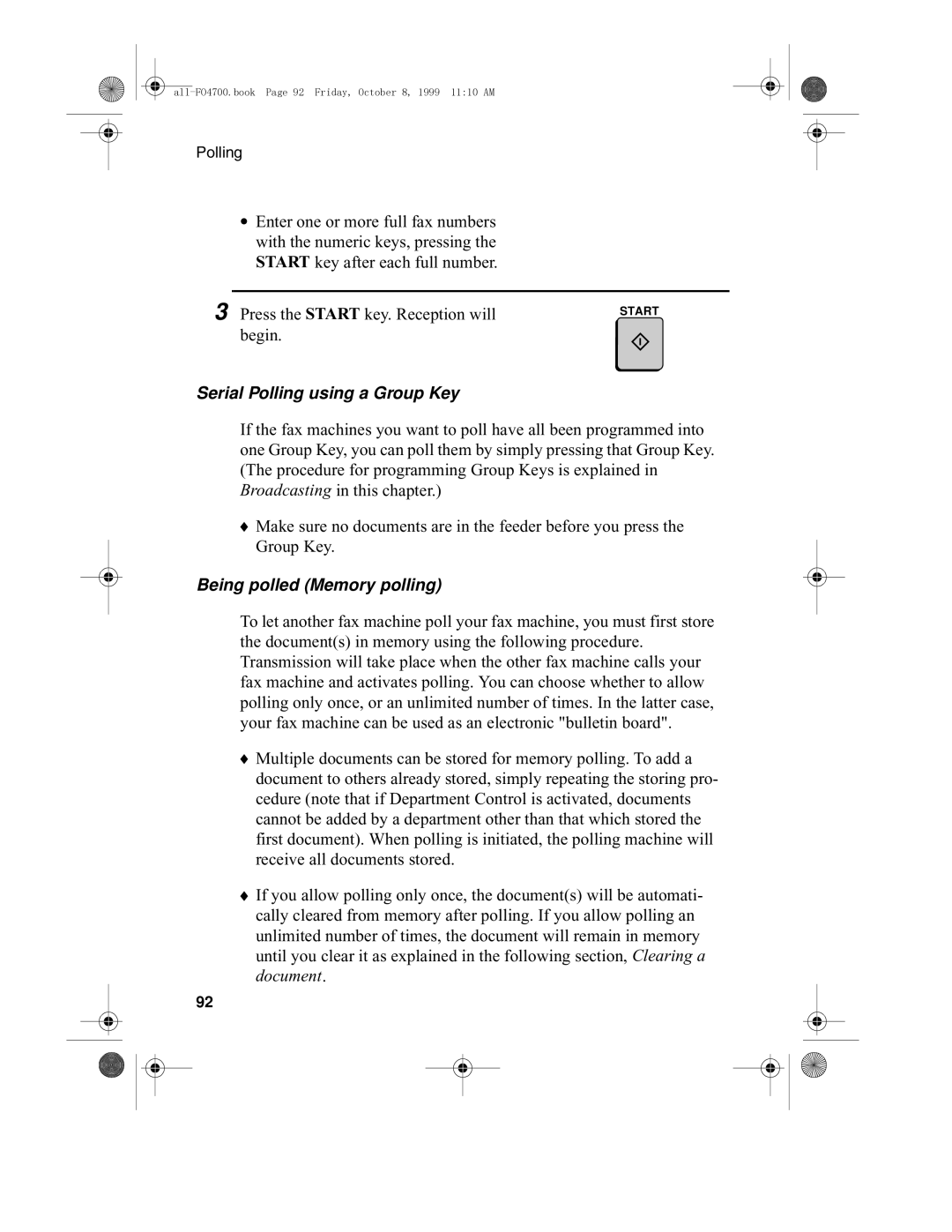 Sharp FO-4700, FO-5700 operation manual Serial Polling using a Group Key, Being polled Memory polling 