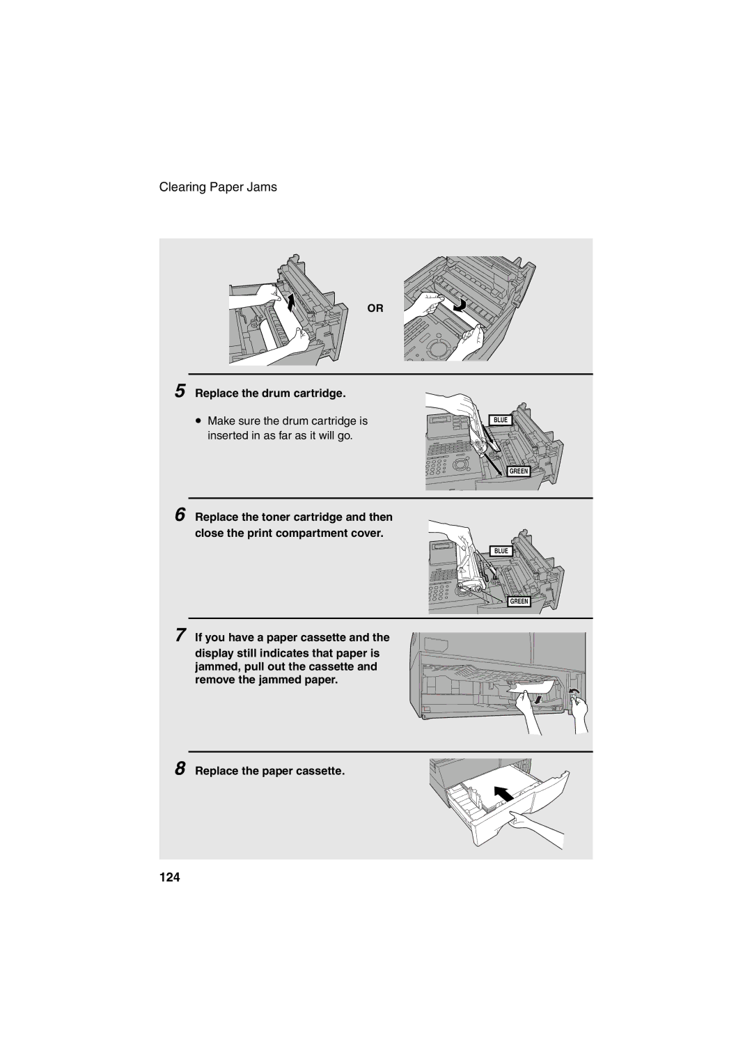 Sharp FO-5900 operation manual 124, Replace the drum cartridge 