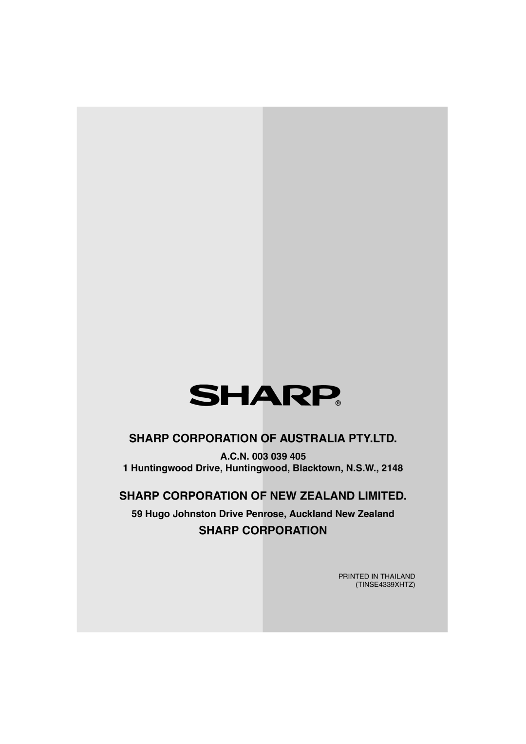 Sharp FO-5900 operation manual Sharp Corporation of NEW Zealand Limited 