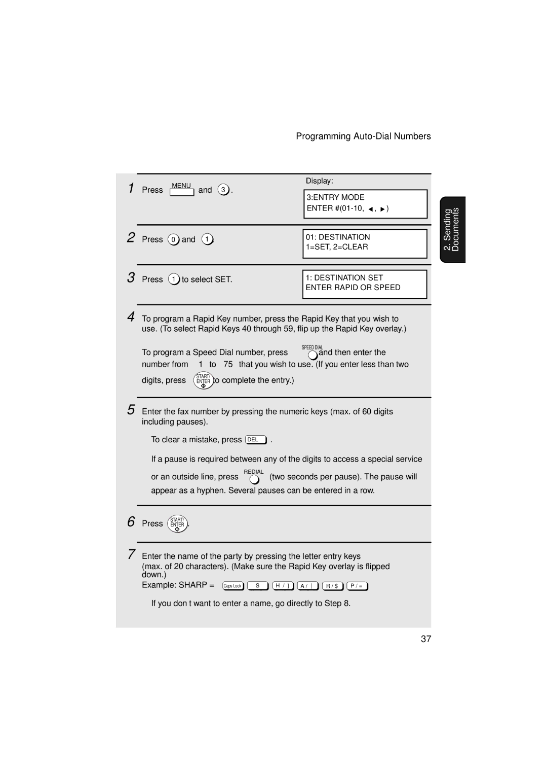 Sharp FO-5900 operation manual Press To select SET 