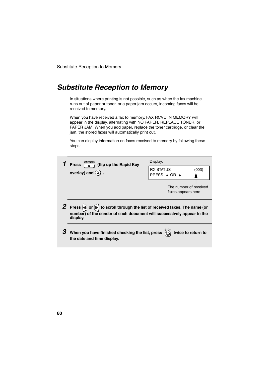 Sharp FO-5900 operation manual Substitute Reception to Memory, Overlay 