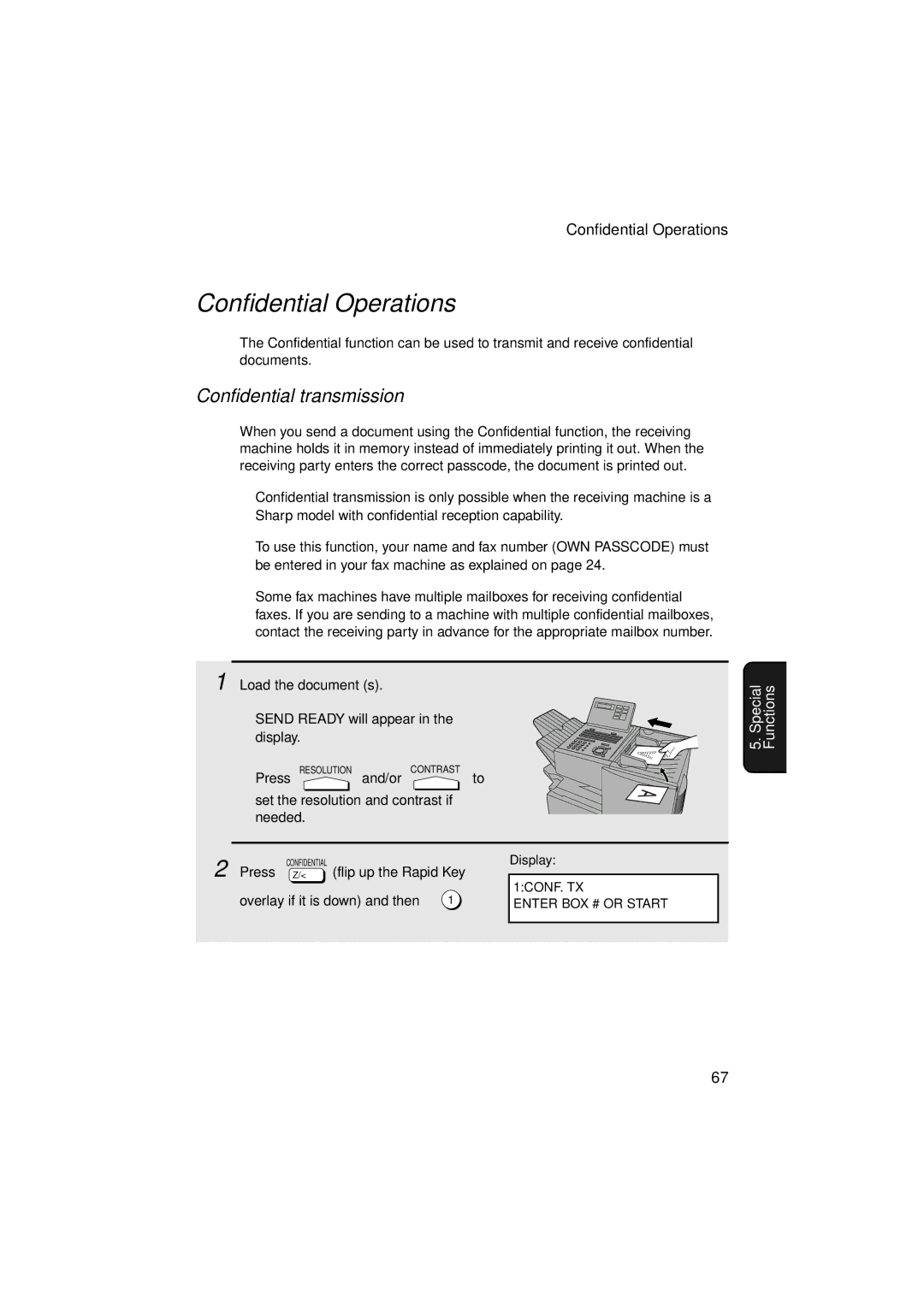 Sharp FO-5900 operation manual Confidential Operations, Confidential transmission 