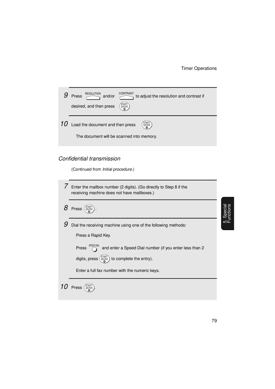 Sharp FO-5900 operation manual Confidential transmission, Load the document and then press Enter 