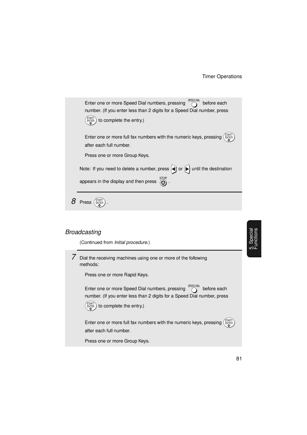 Sharp FO-5900 operation manual Broadcasting 