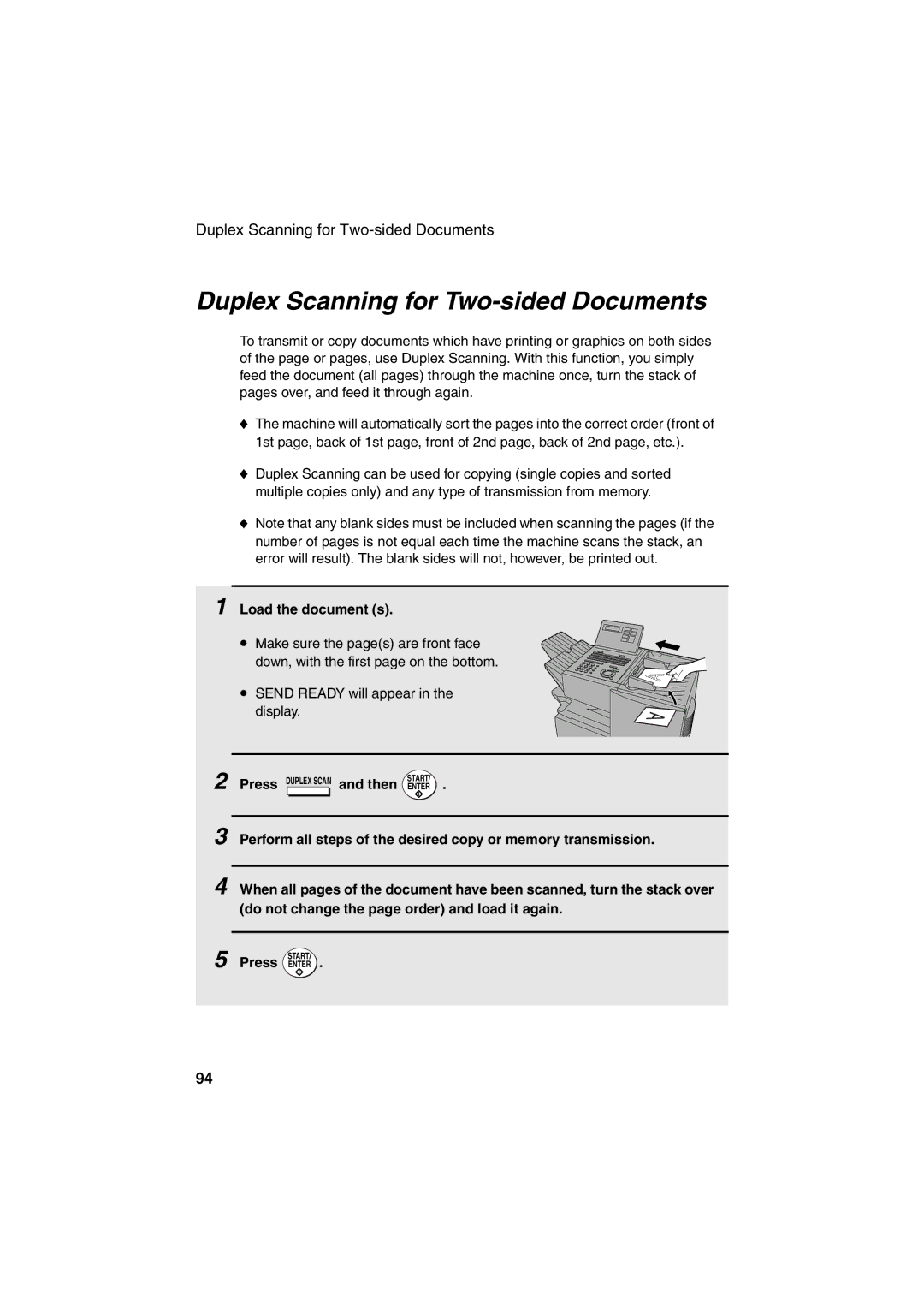 Sharp FO-5900 operation manual Duplex Scanning for Two-sided Documents, Press Then 