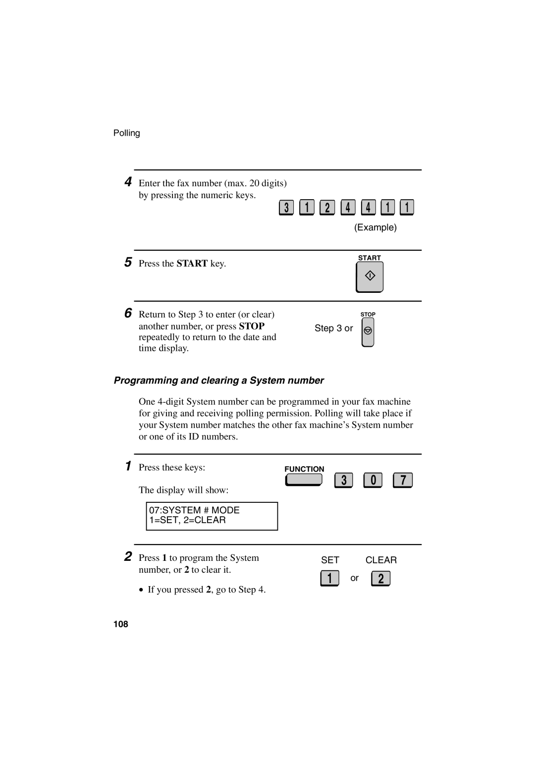 Sharp FO-6700 operation manual Programming and clearing a System number 