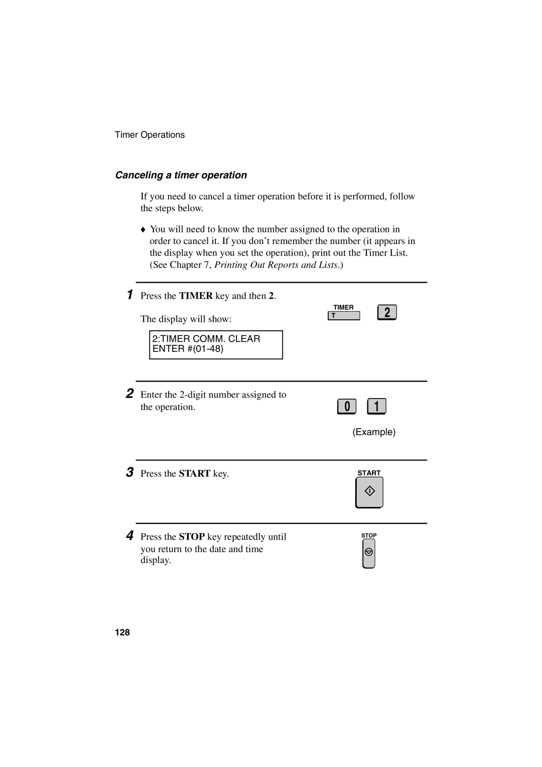 Sharp FO-6700 operation manual Canceling a timer operation 