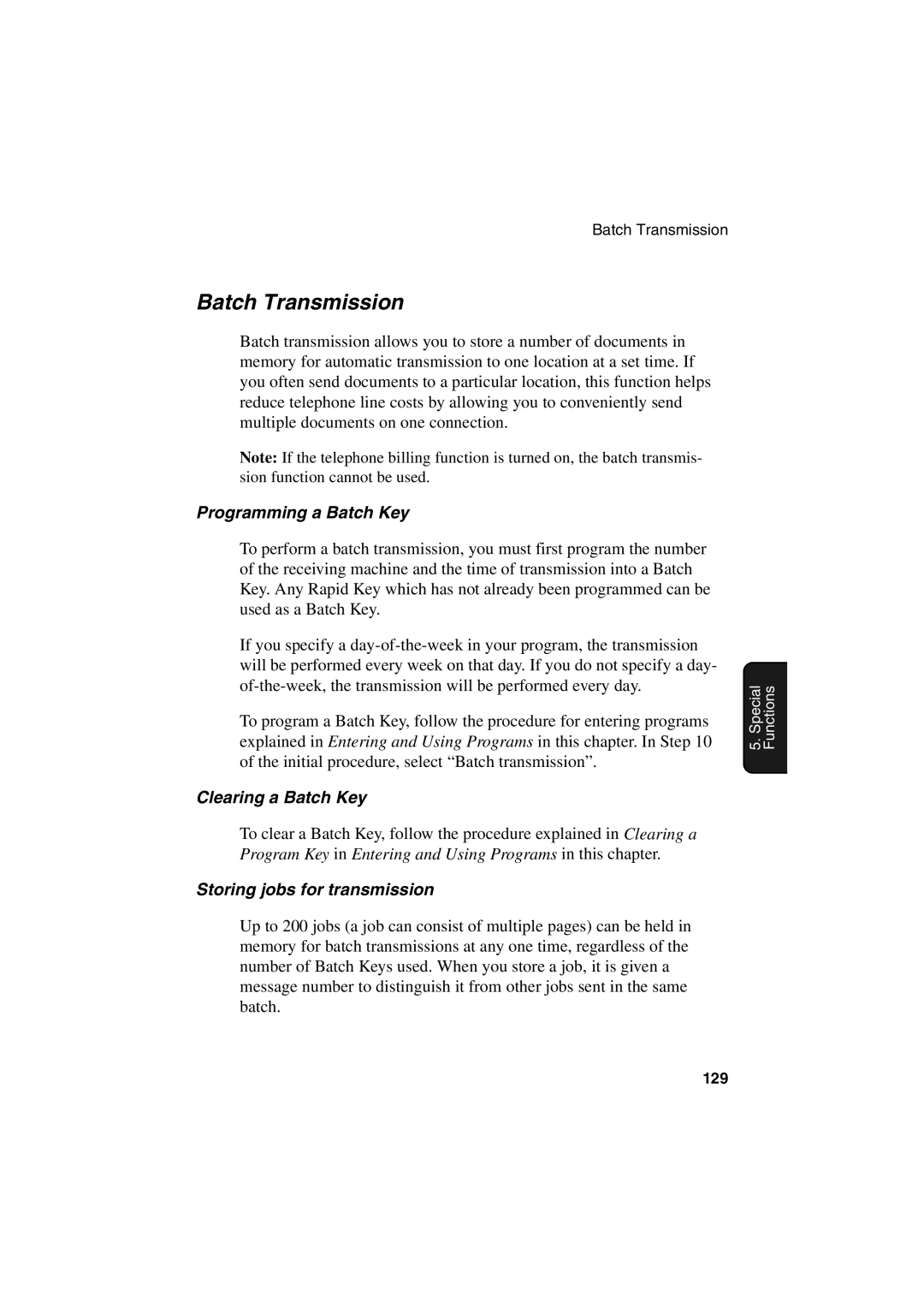 Sharp FO-6700 Batch Transmission, Programming a Batch Key, Clearing a Batch Key, Storing jobs for transmission 