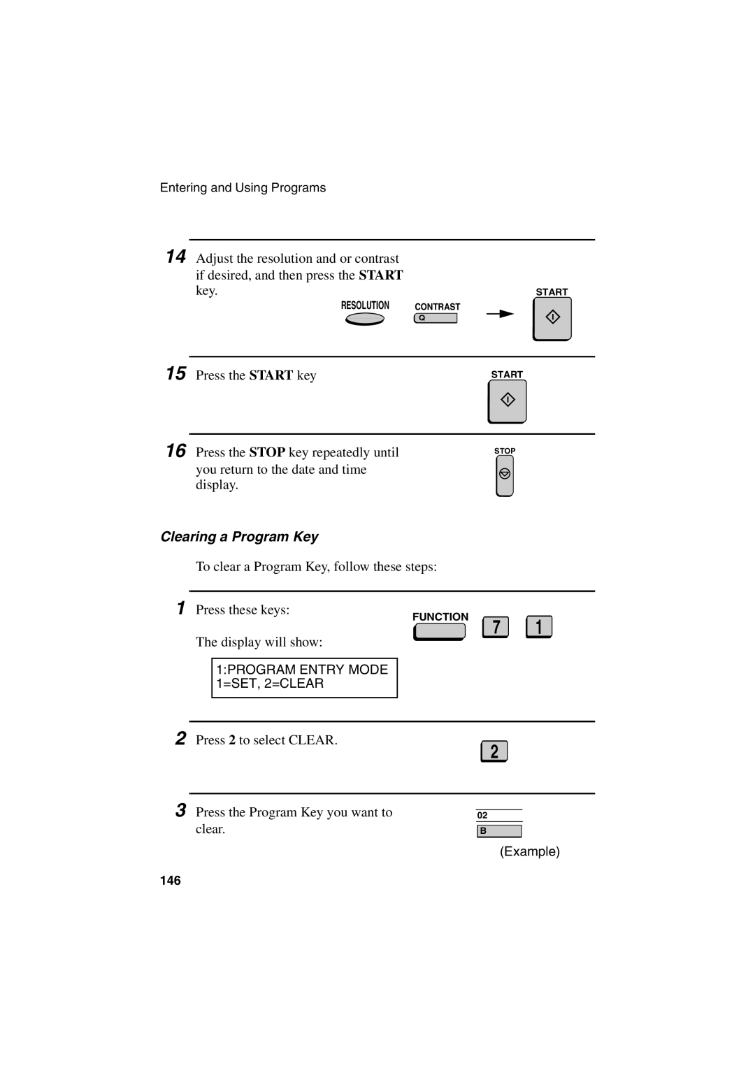 Sharp FO-6700 operation manual Clearing a Program Key 