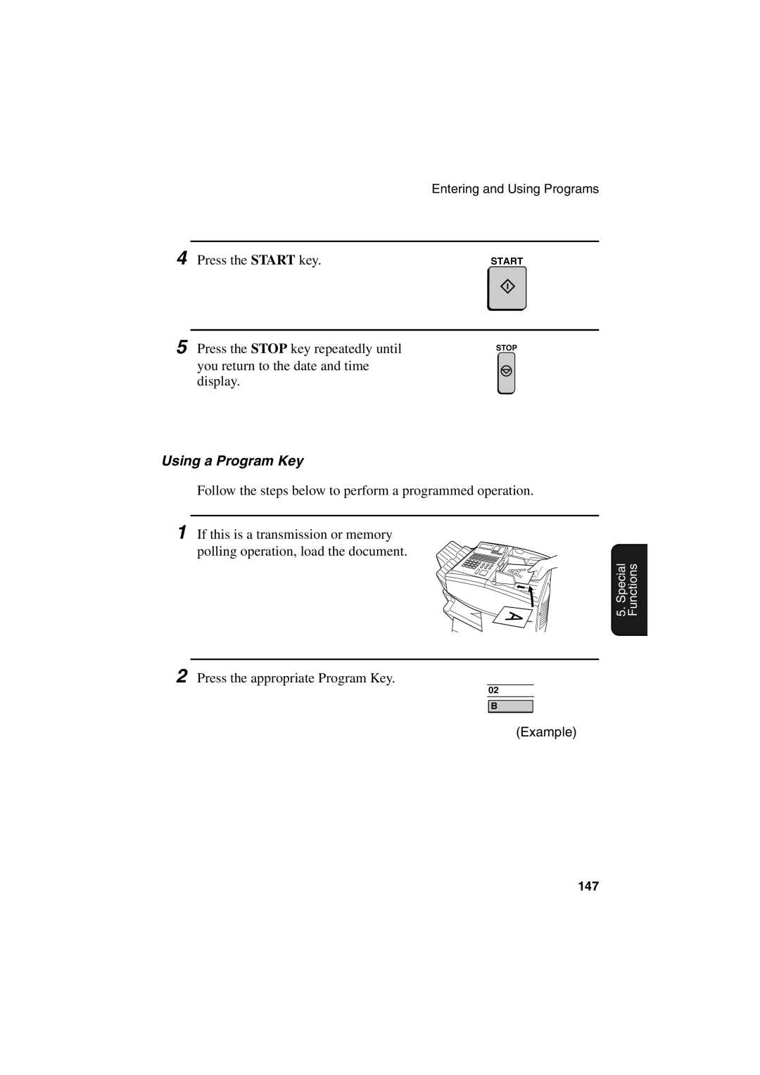 Sharp FO-6700 operation manual Using a Program Key 