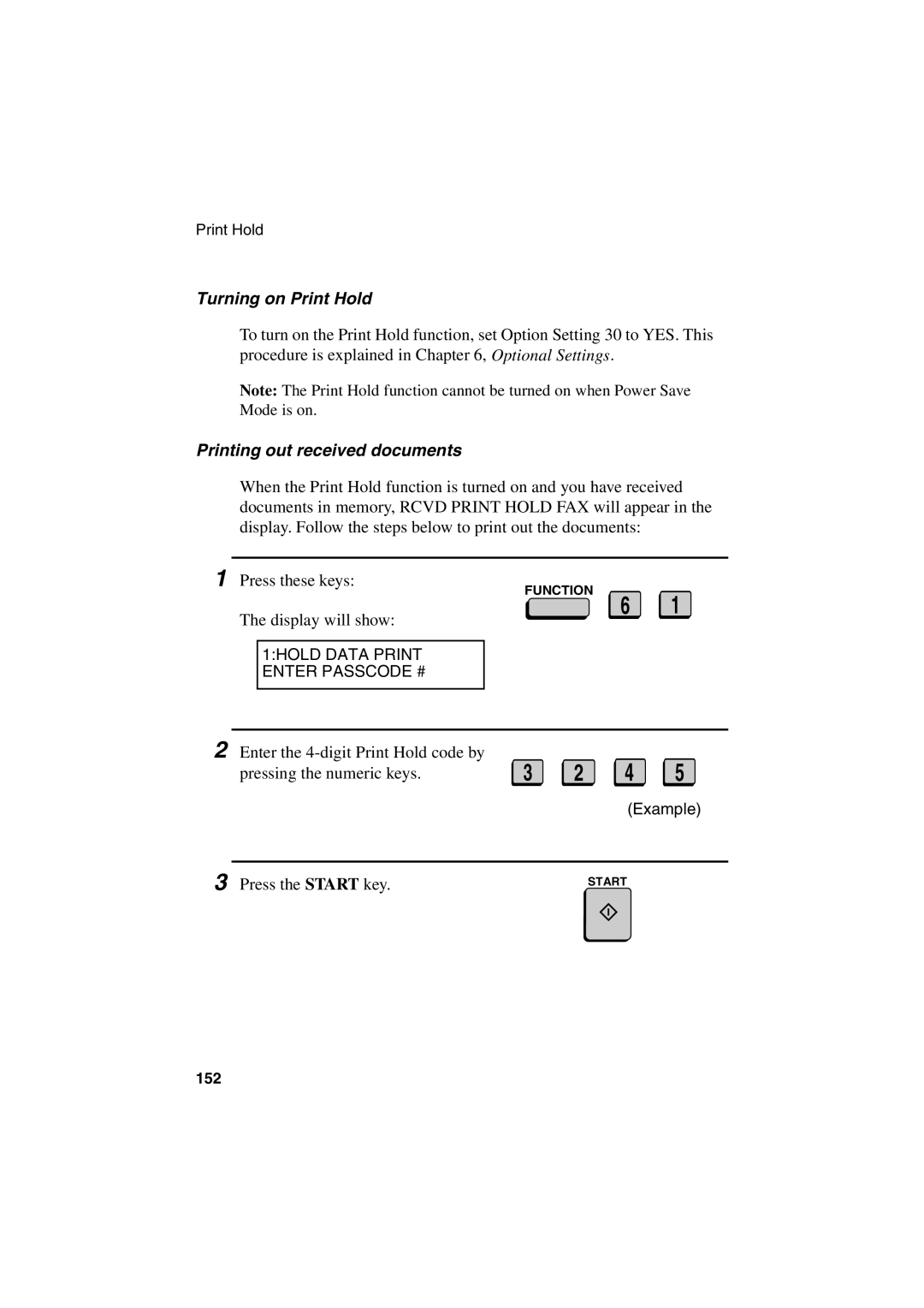 Sharp FO-6700 operation manual Turning on Print Hold, Printing out received documents 