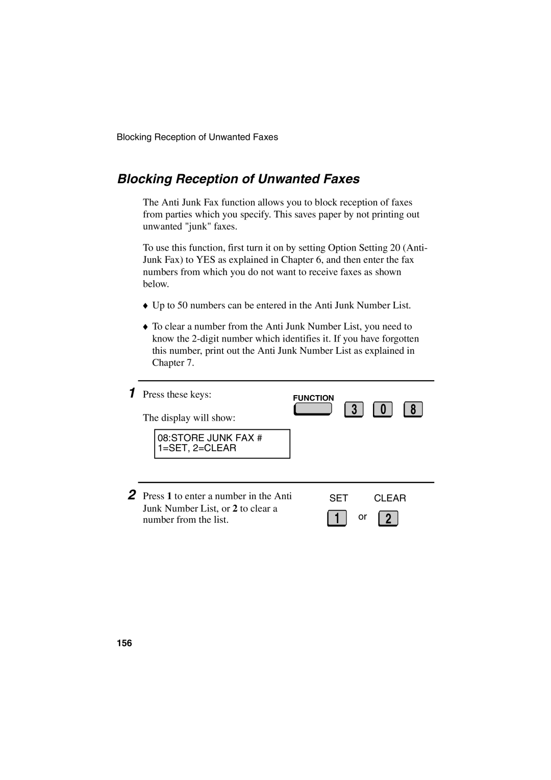 Sharp FO-6700 operation manual Blocking Reception of Unwanted Faxes, Press these keys 