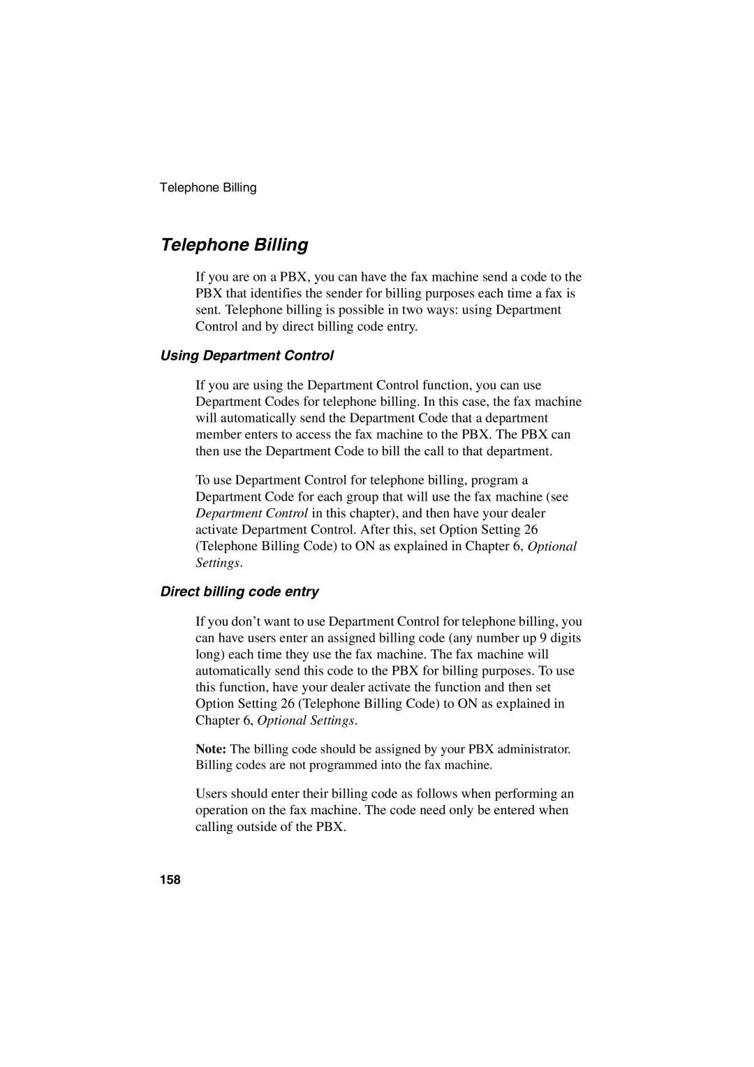 Sharp FO-6700 operation manual Telephone Billing, Using Department Control, Direct billing code entry 