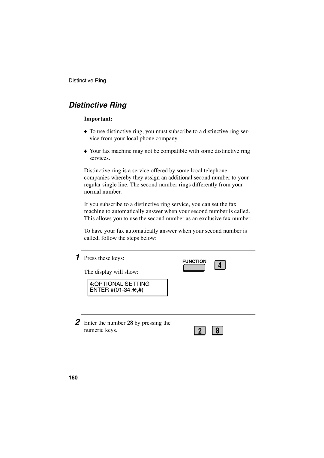 Sharp FO-6700 operation manual Distinctive Ring, Numeric keys 