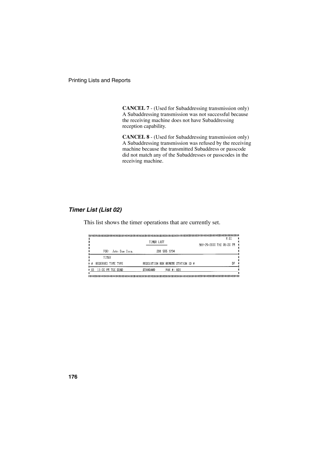 Sharp FO-6700 operation manual Timer List List 