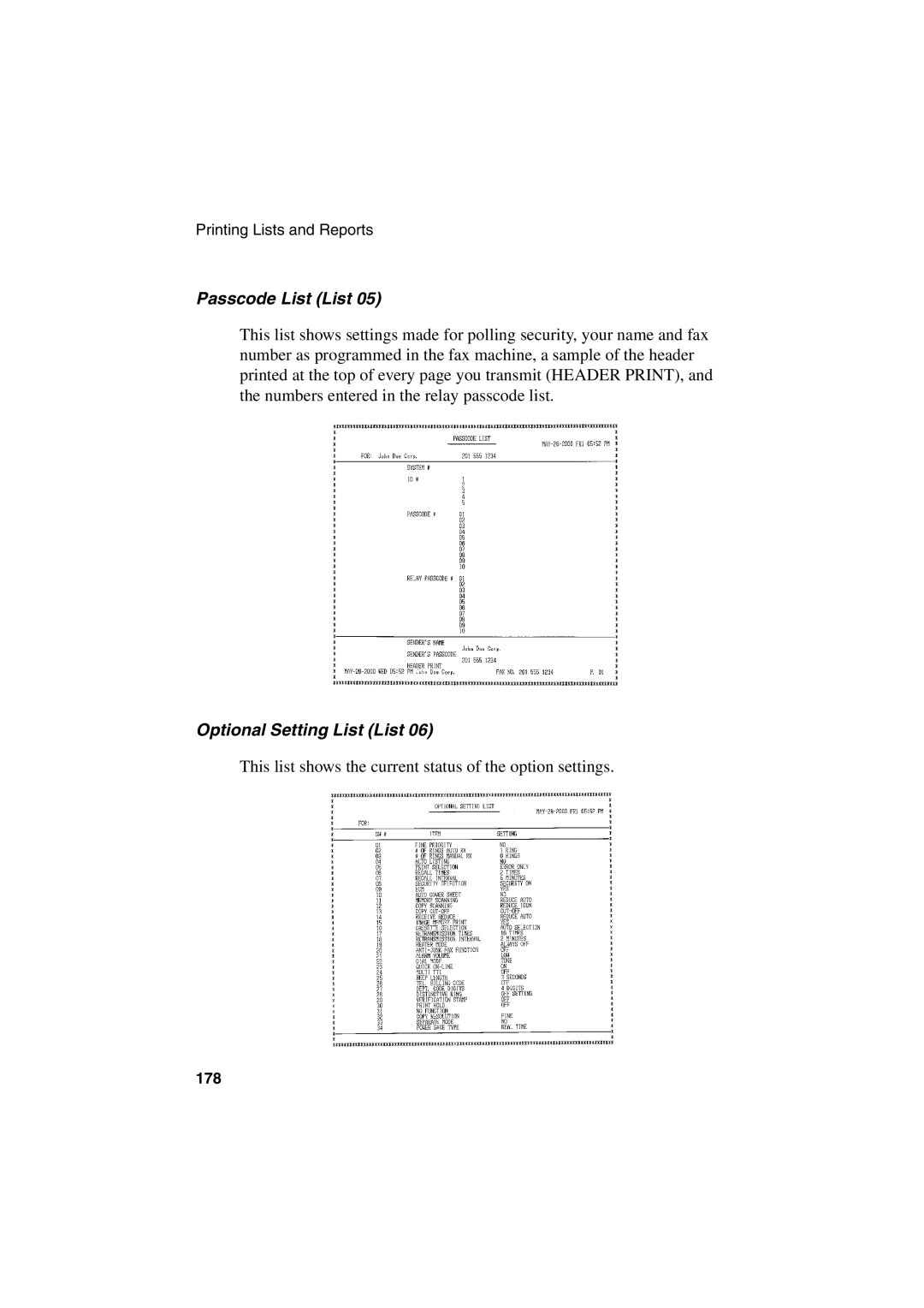 Sharp FO-6700 operation manual Passcode List List, Optional Setting List List 