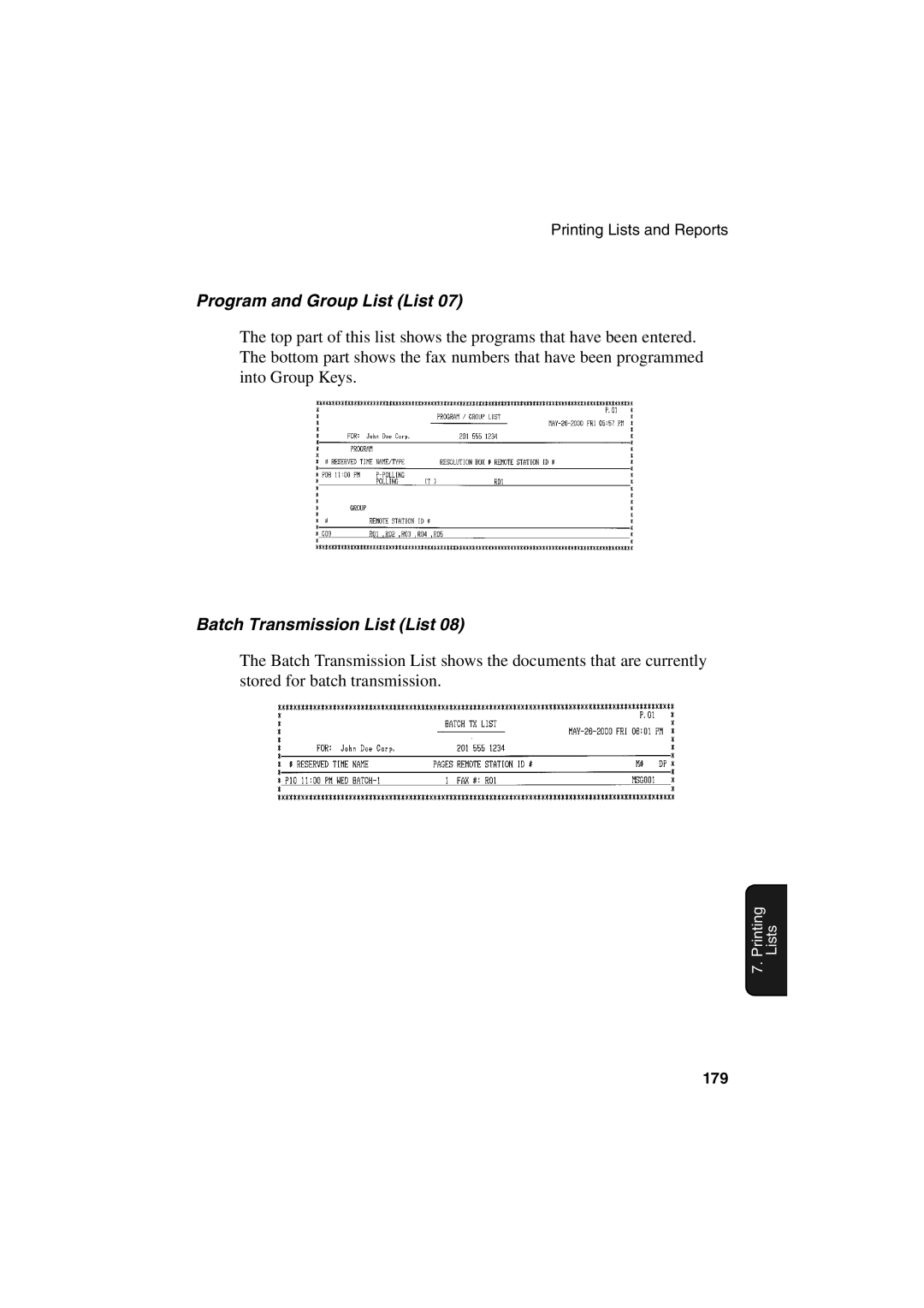 Sharp FO-6700 operation manual Program and Group List List, Batch Transmission List List 