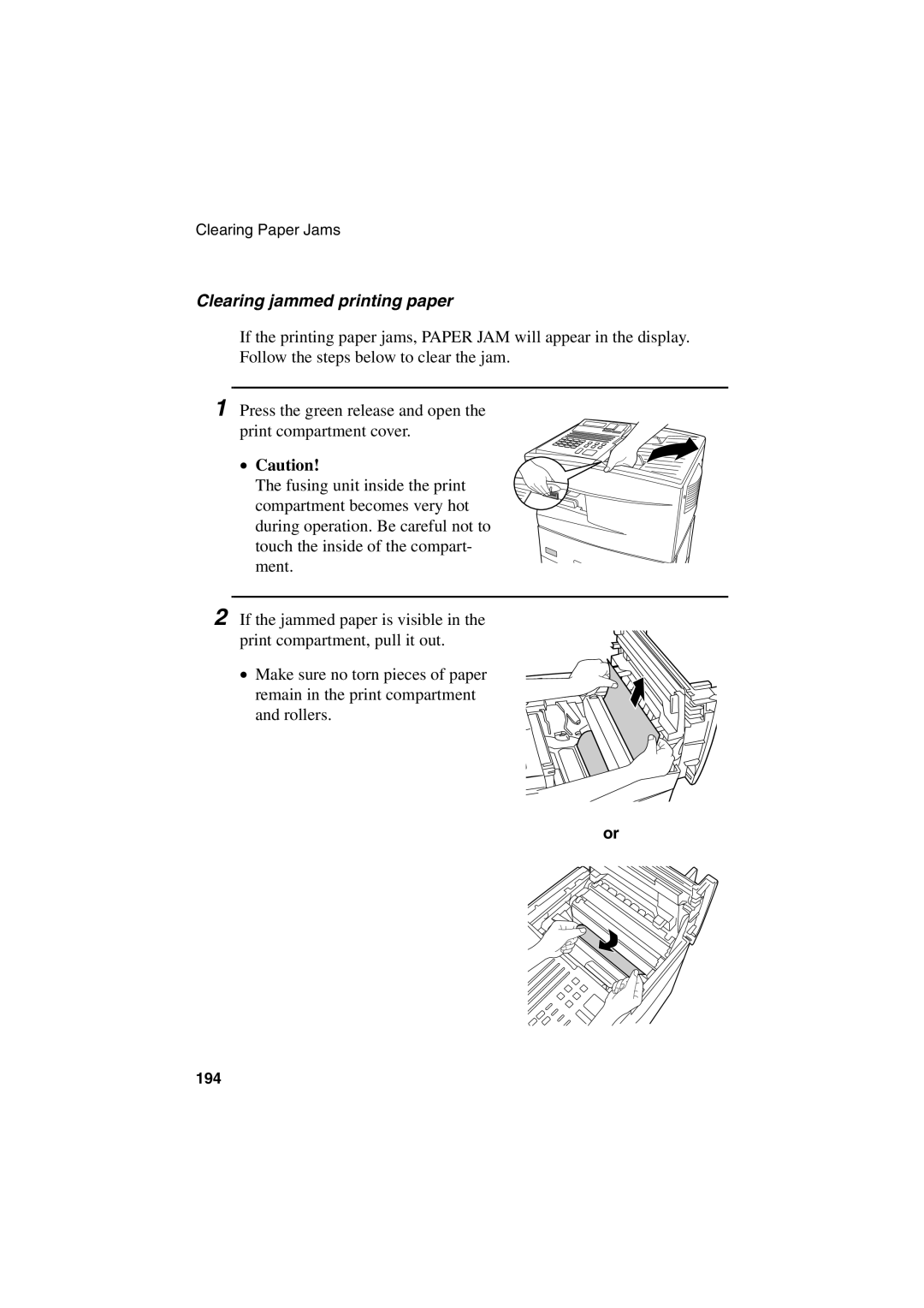 Sharp FO-6700 operation manual Clearing jammed printing paper 