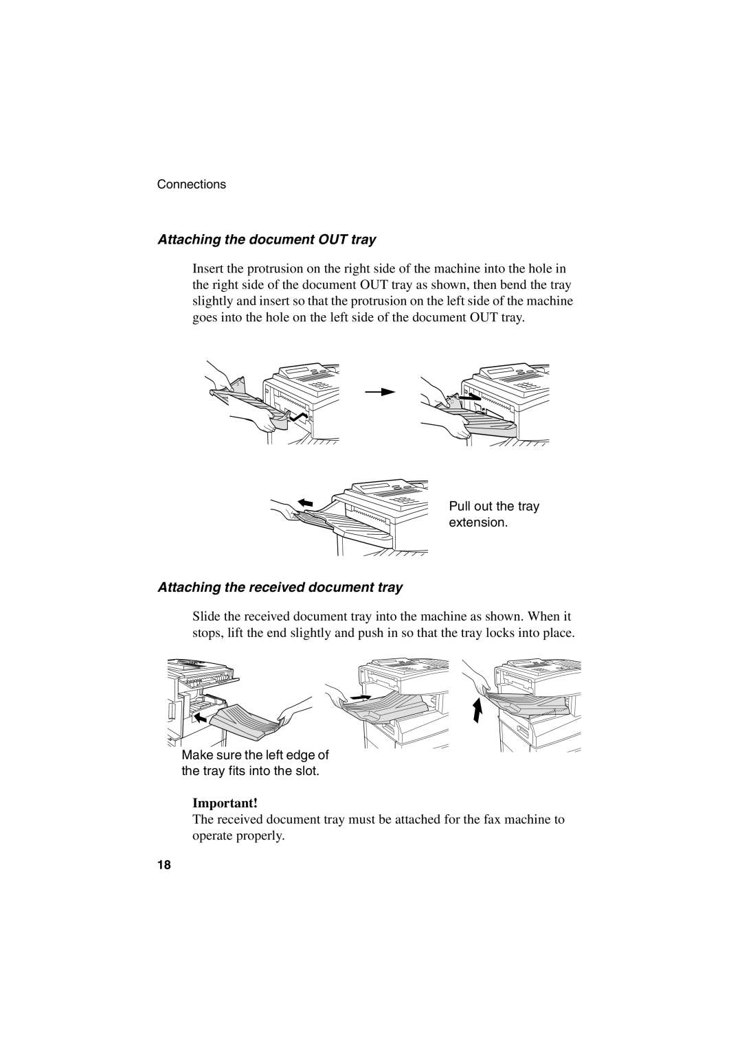 Sharp FO-6700 operation manual Attaching the document OUT tray, Attaching the received document tray 