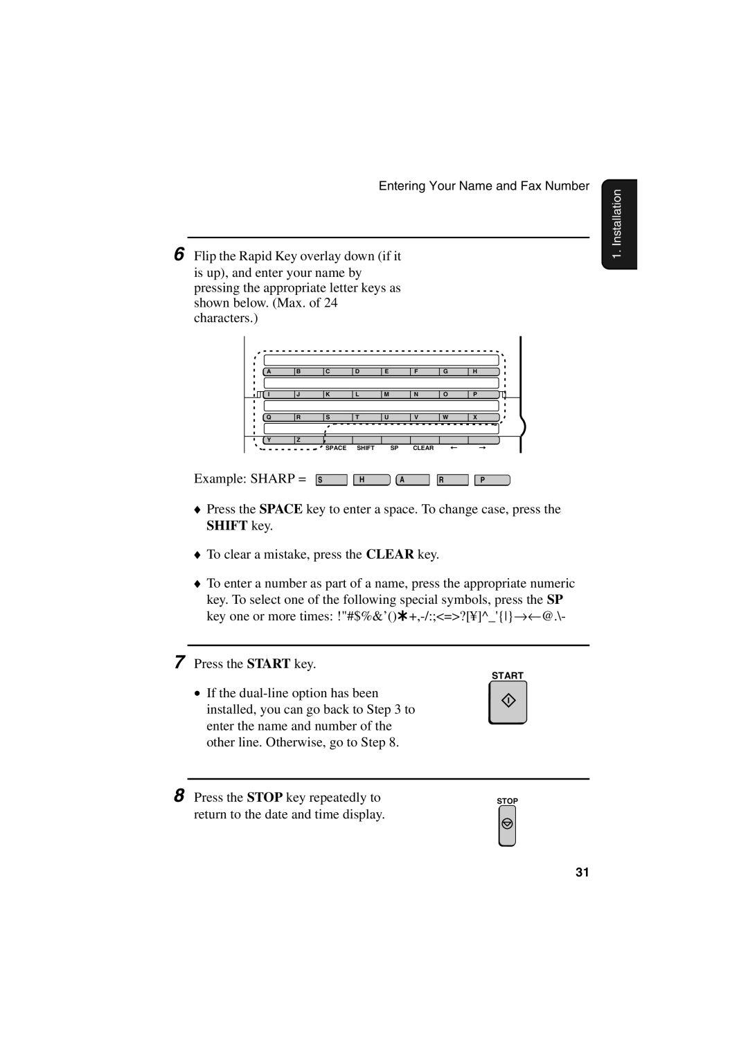 Sharp FO-6700 operation manual Example Sharp = S 