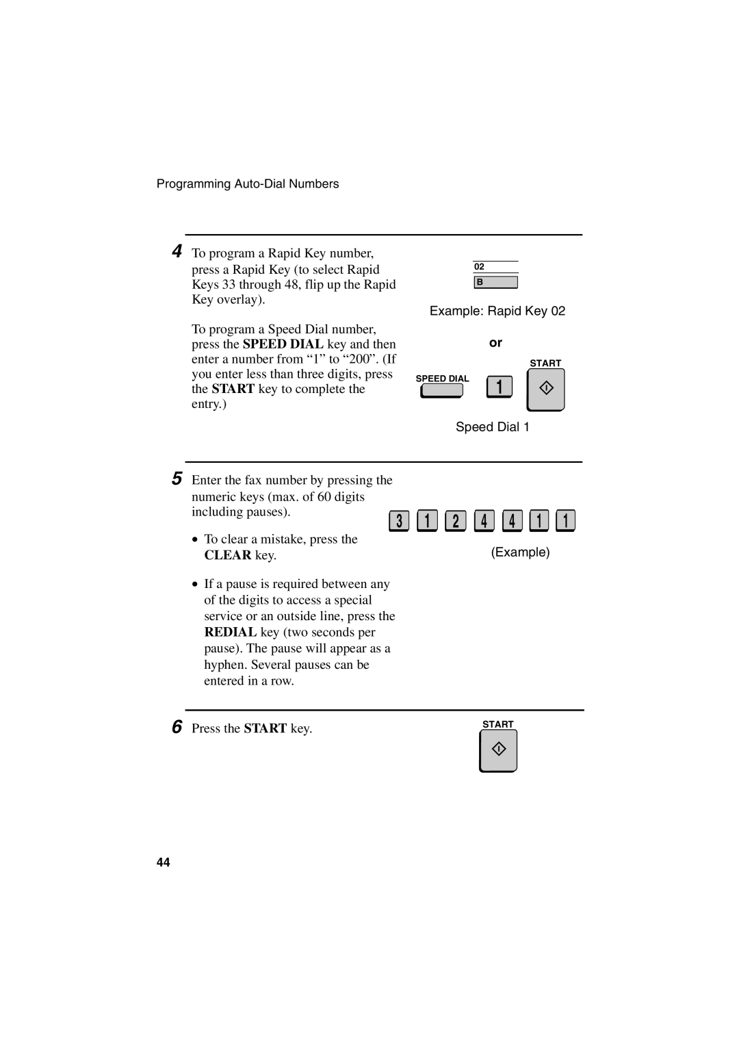 Sharp FO-6700 operation manual Example Rapid Key 