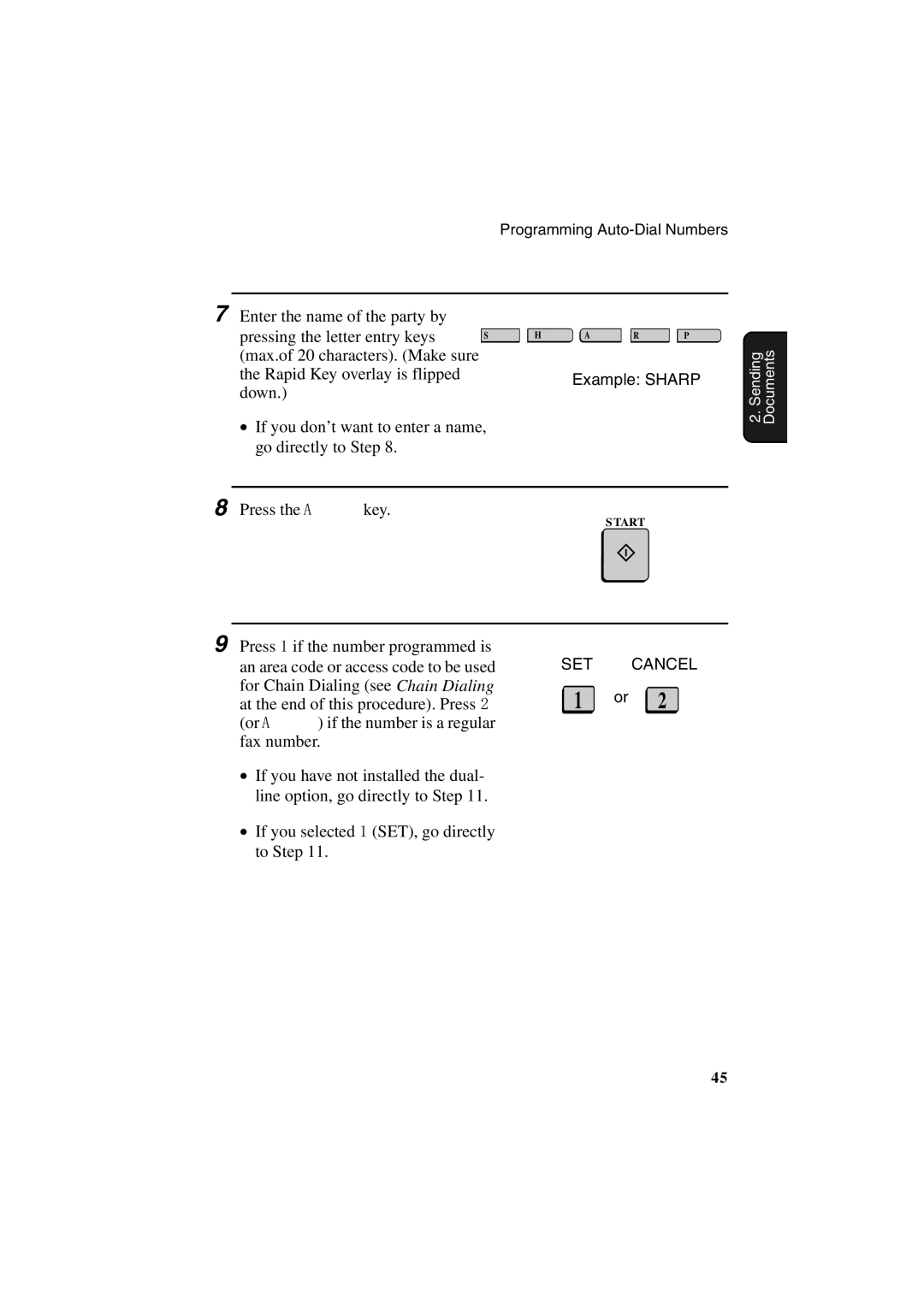 Sharp FO-6700 operation manual SET Cancel 