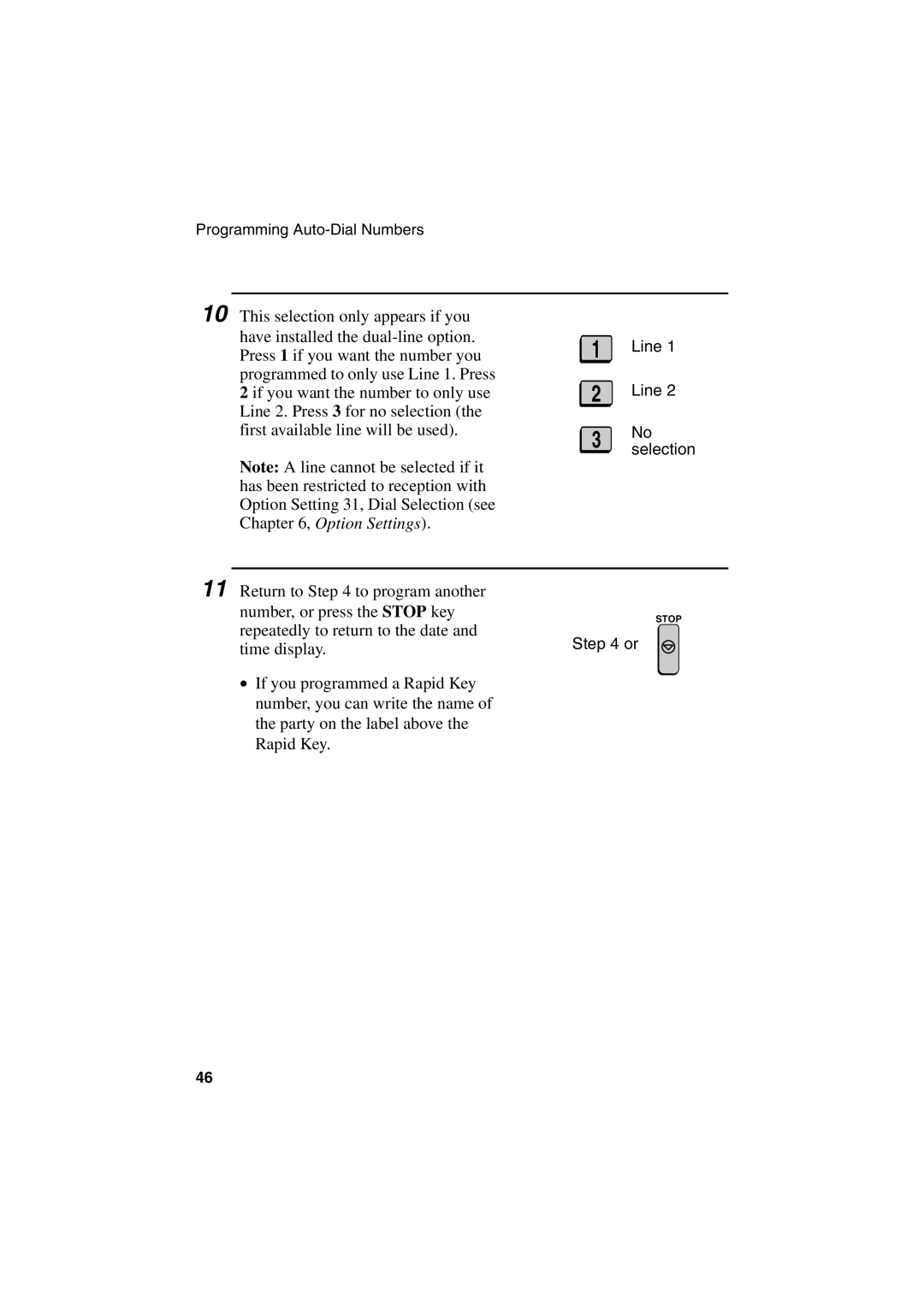 Sharp FO-6700 operation manual Line No selection 