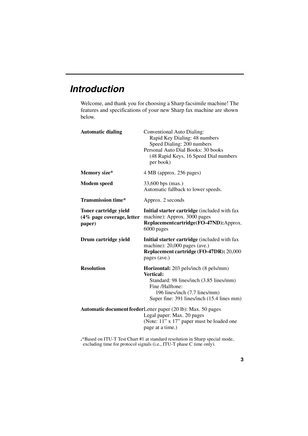 Sharp FO-6700 operation manual Introduction 