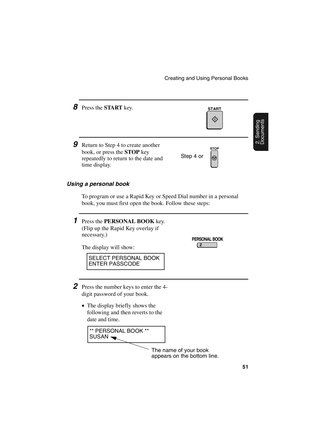 Sharp FO-6700 operation manual Using a personal book 