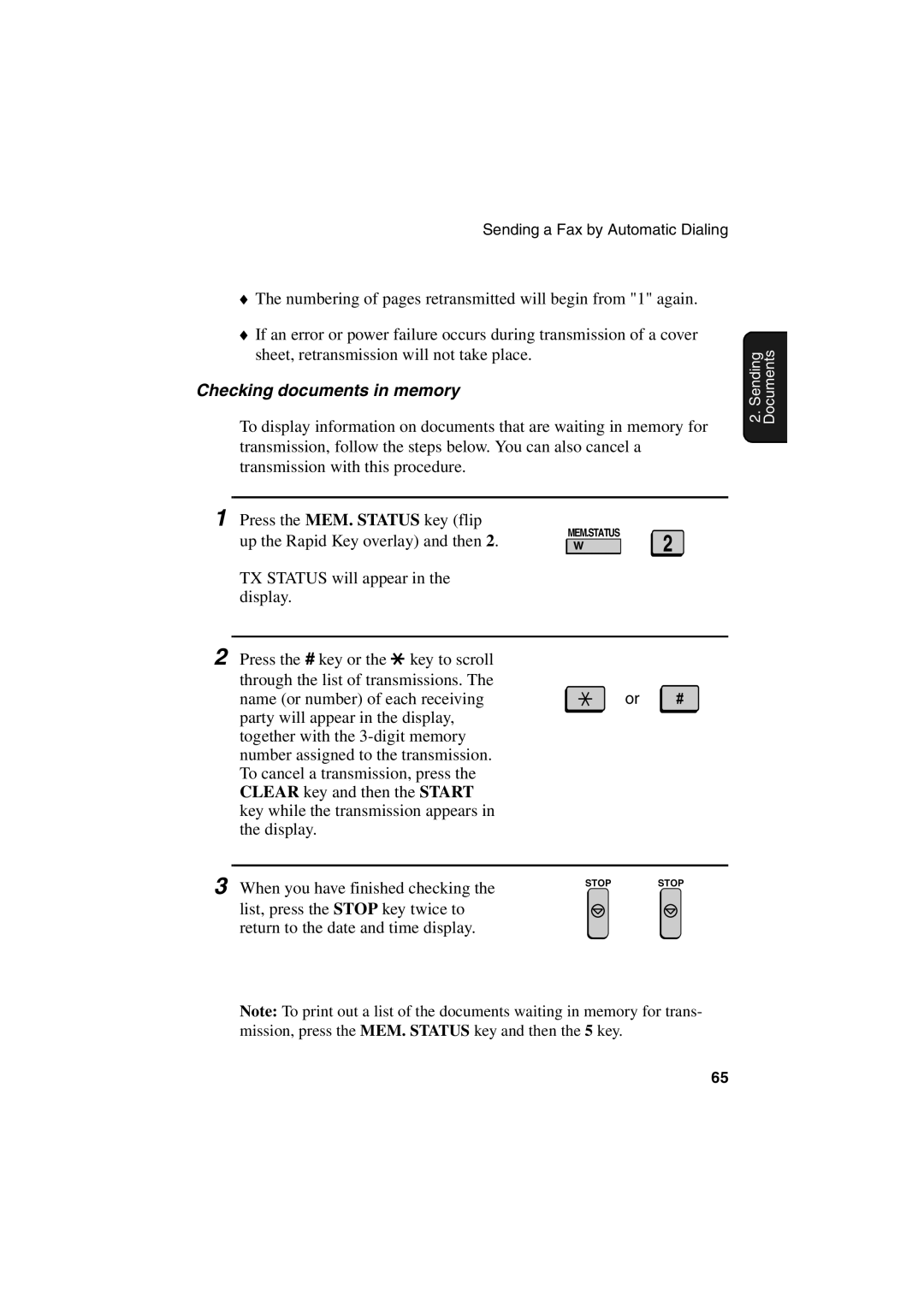 Sharp FO-6700 operation manual Checking documents in memory, When you have finished checking 