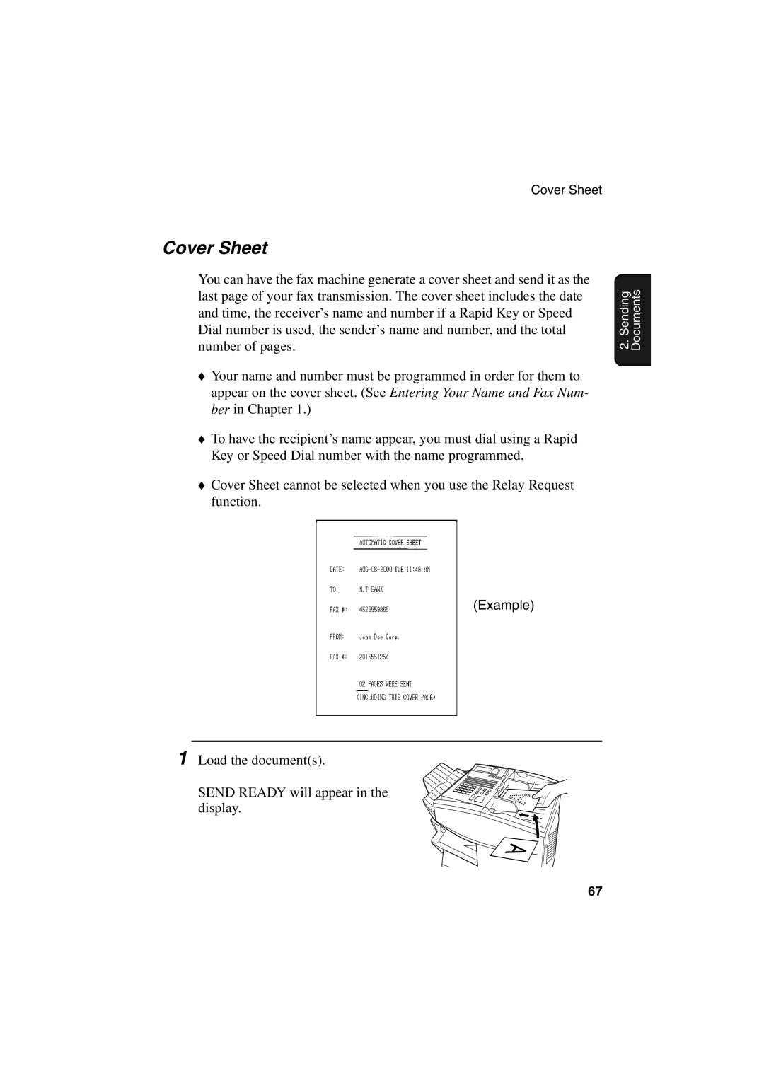 Sharp FO-6700 operation manual Cover Sheet 