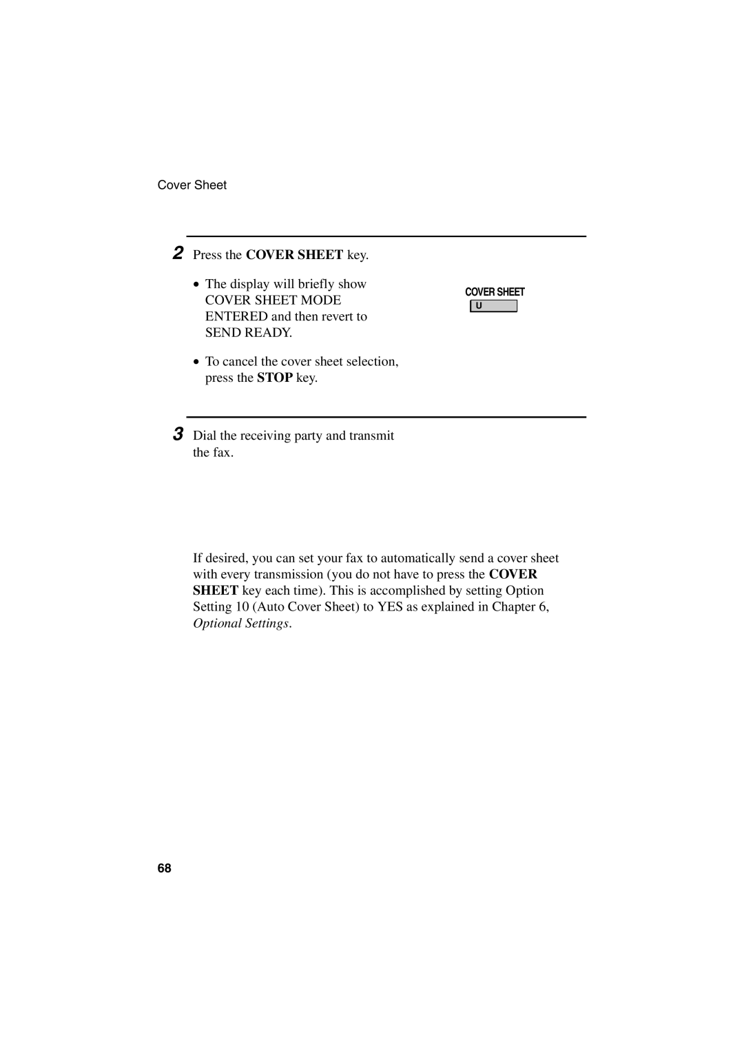 Sharp FO-6700 operation manual Cover Sheet Mode 