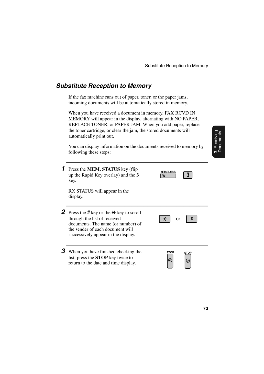 Sharp FO-6700 operation manual Substitute Reception to Memory 