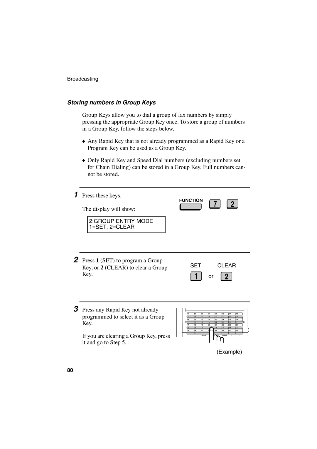 Sharp FO-6700 operation manual Storing numbers in Group Keys 