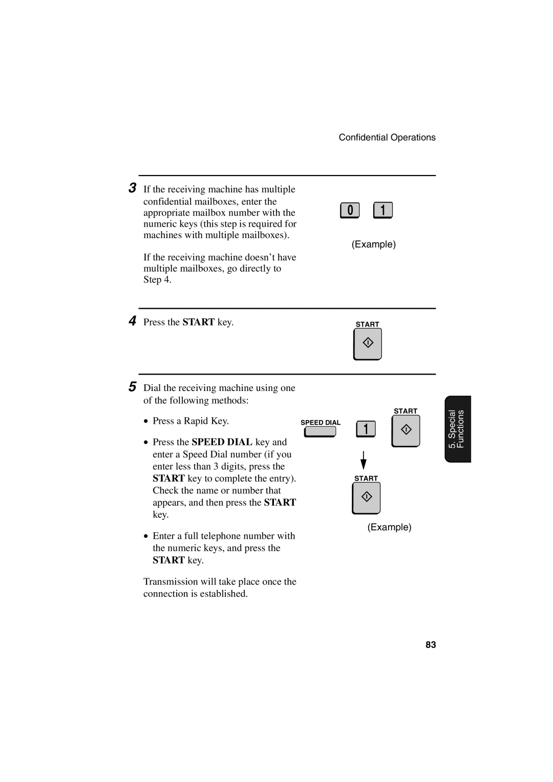 Sharp FO-6700 operation manual Press a Rapid Key, Start key 